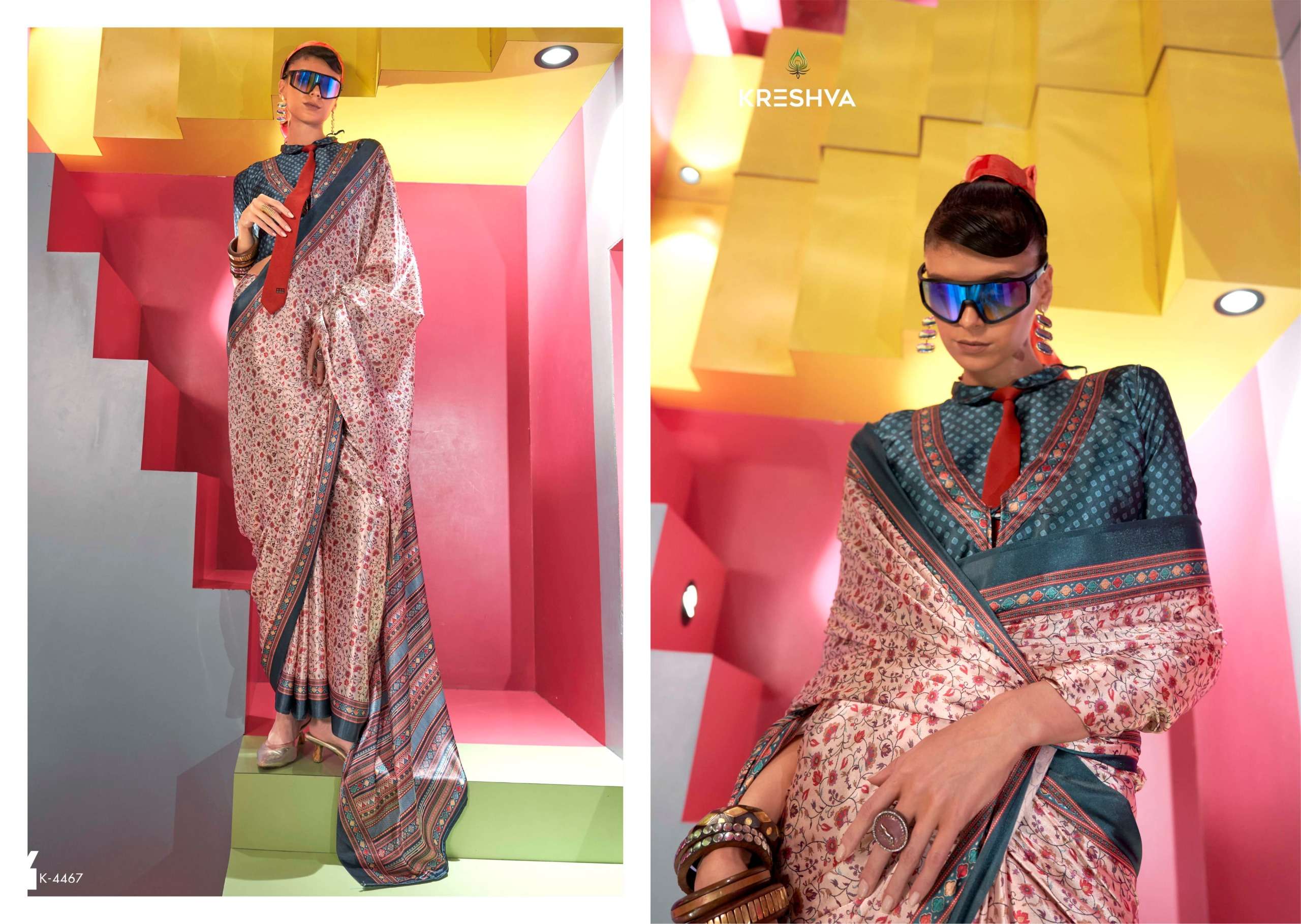 Kreshva Presents Silkina Super Spanish Satin Shop Trendy Sarees Catalog Wholesaler And Exporter 