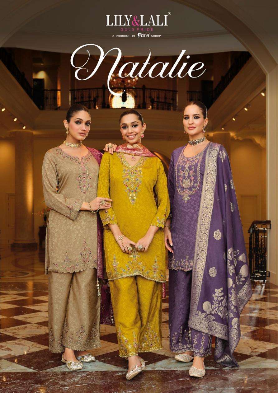 Lily & Lali Presents Natalie Jacquard Chinon Silk Fully Stitch Party Wear Plazzo Salwar Suits Catalog Wholesaler And Exporter 