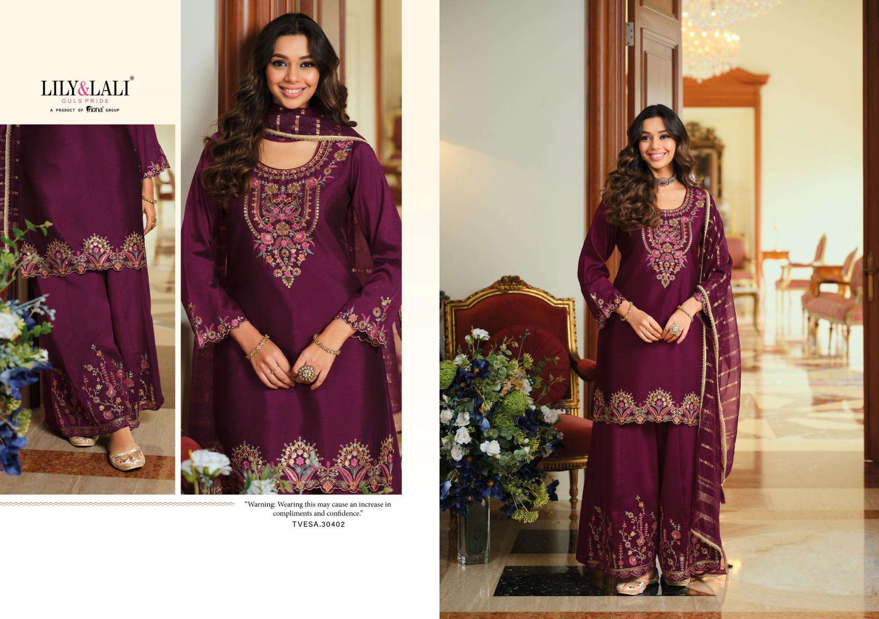 Lily & Lali Presents Tvesa Silk Readymade Designer Plazzo Kurtis Catalog Wholesaler And Exporter In Surat 