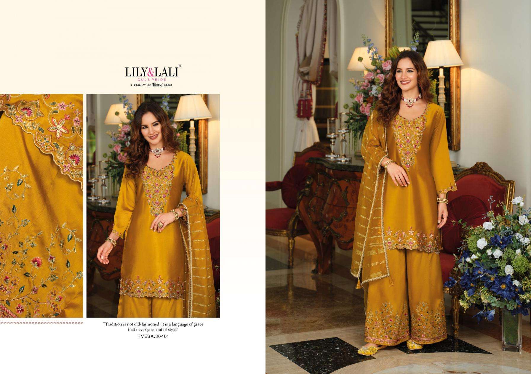 Lily & Lali Presents Tvesa Silk Readymade Designer Plazzo Kurtis Catalog Wholesaler And Exporter In Surat 