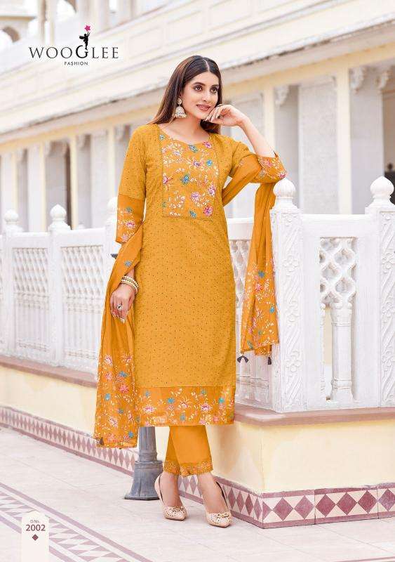 wooglee presents kashmira cotton shifli work shop trendy full stitch 3pcs dress