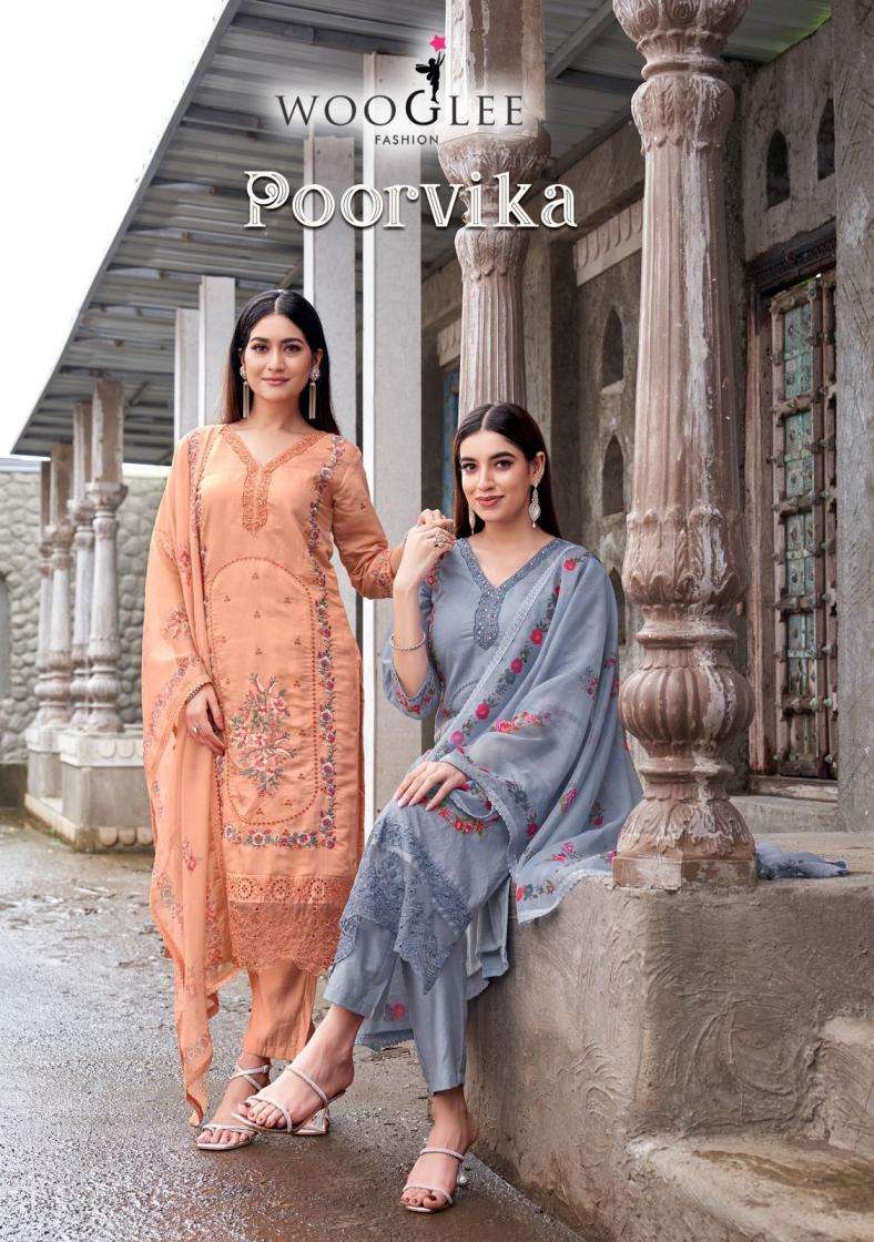 Wooglee Presents Poorvika Mull chanderi readymade unique 3pcs Kurtis Catalog Wholesaler And Exporter In Surat 