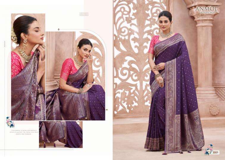 Anmol Creation Presents Nyra Vol-1 Premium 3001-3008 Sarees Catalog Wholesaler And Exporter 