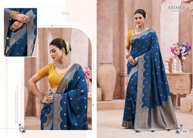 Anmol Creation Presents Nyra Vol-1 Premium 3001-3008 Sarees Catalog Wholesaler And Exporter 