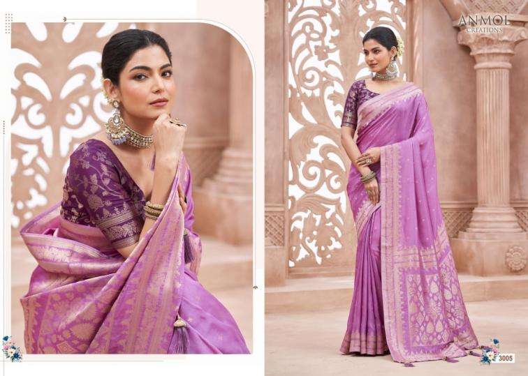 Anmol Creation Presents Nyra Vol-1 Premium 3001-3008 Sarees Catalog Wholesaler And Exporter 