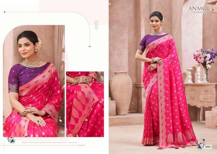Anmol Creation Presents Nyra Vol-1 Premium 3001-3008 Sarees Catalog Wholesaler And Exporter 