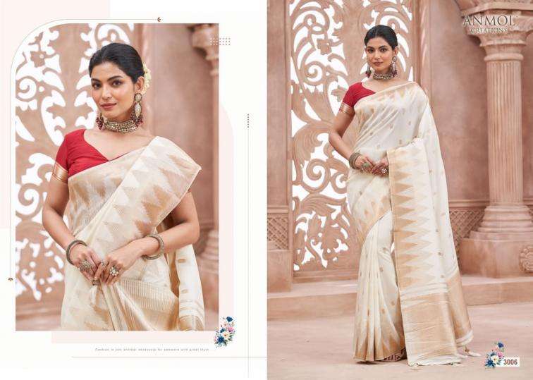 Anmol Creation Presents Nyra Vol-1 Premium 3001-3008 Sarees Catalog Wholesaler And Exporter 
