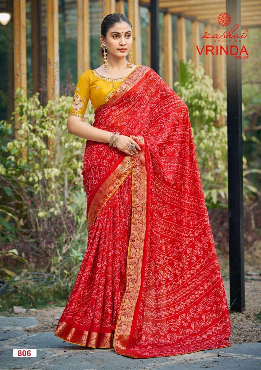 kashvi creation presents vrinda vol 8 marshmello with zari border sarees catalog