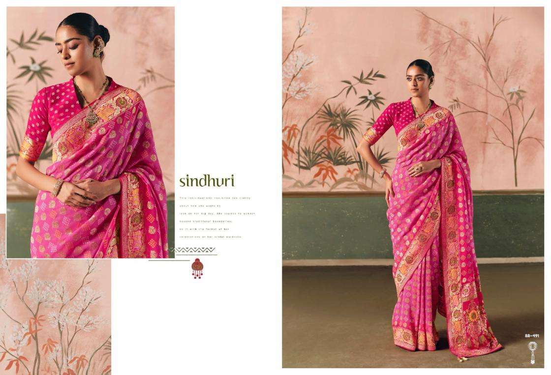 kimora sindhuri premium bindiya 481-491 khadi georgette stylish sarees catalog collection