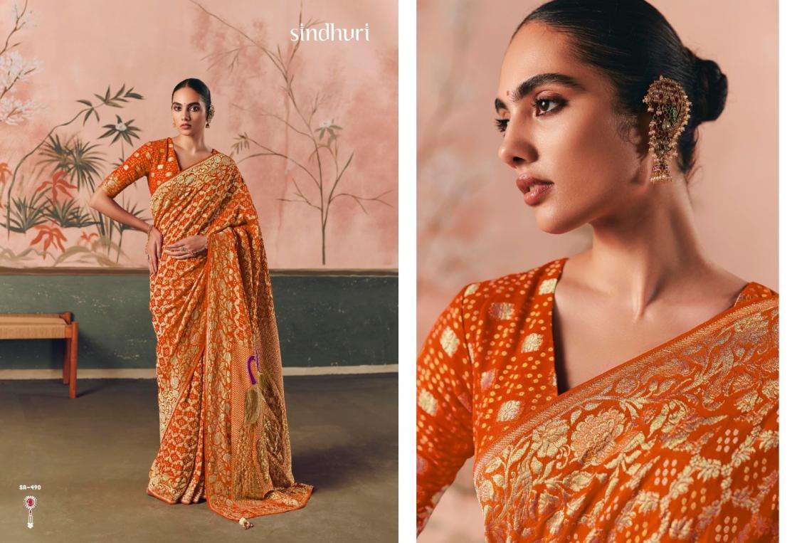 kimora sindhuri premium bindiya 481-491 khadi georgette stylish sarees catalog collection