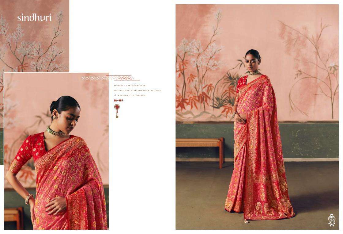 kimora sindhuri premium bindiya 481-491 khadi georgette stylish sarees catalog collection
