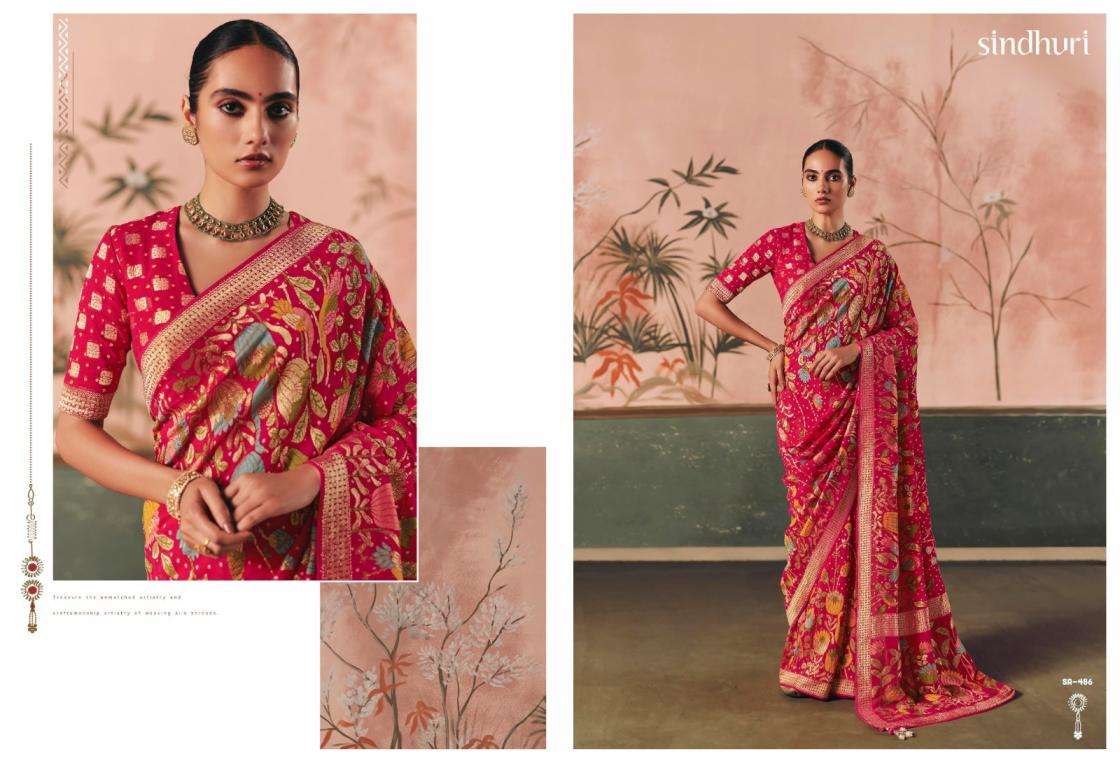 kimora sindhuri premium bindiya 481-491 khadi georgette stylish sarees catalog collection