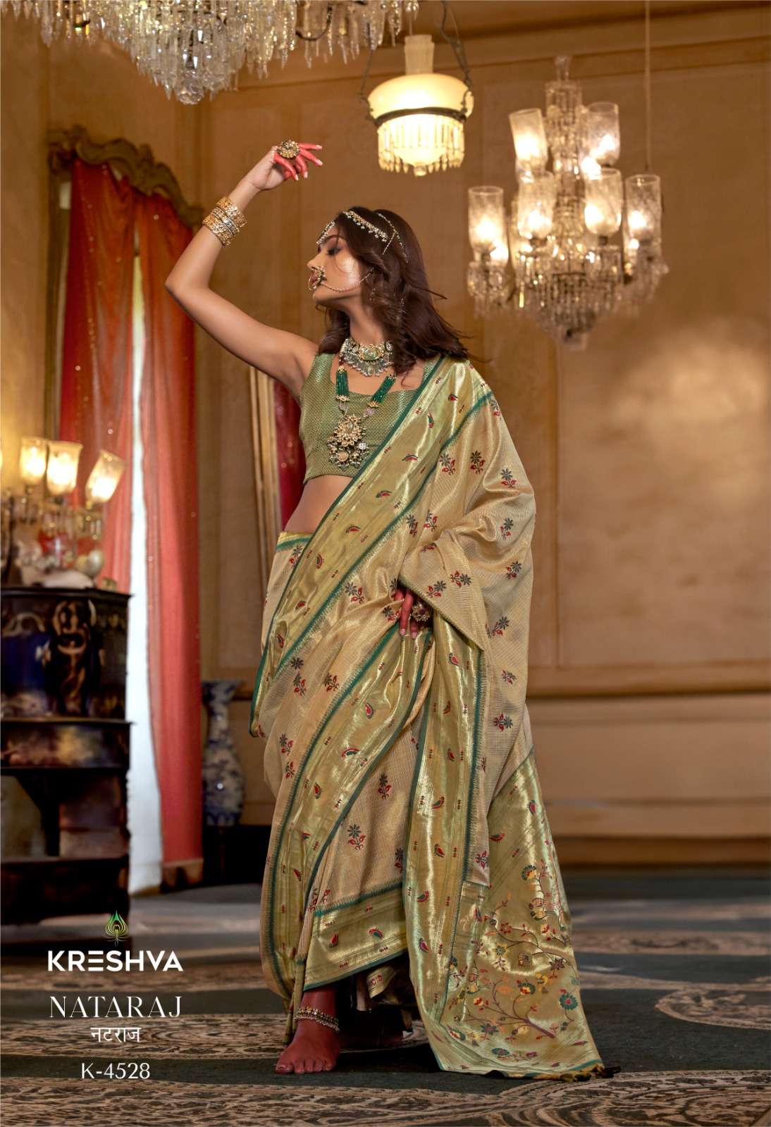 KRESHVA PRESENT NATARAJ FANCY SILK SARES CATALOG WHOLESALER AND EXPORTER