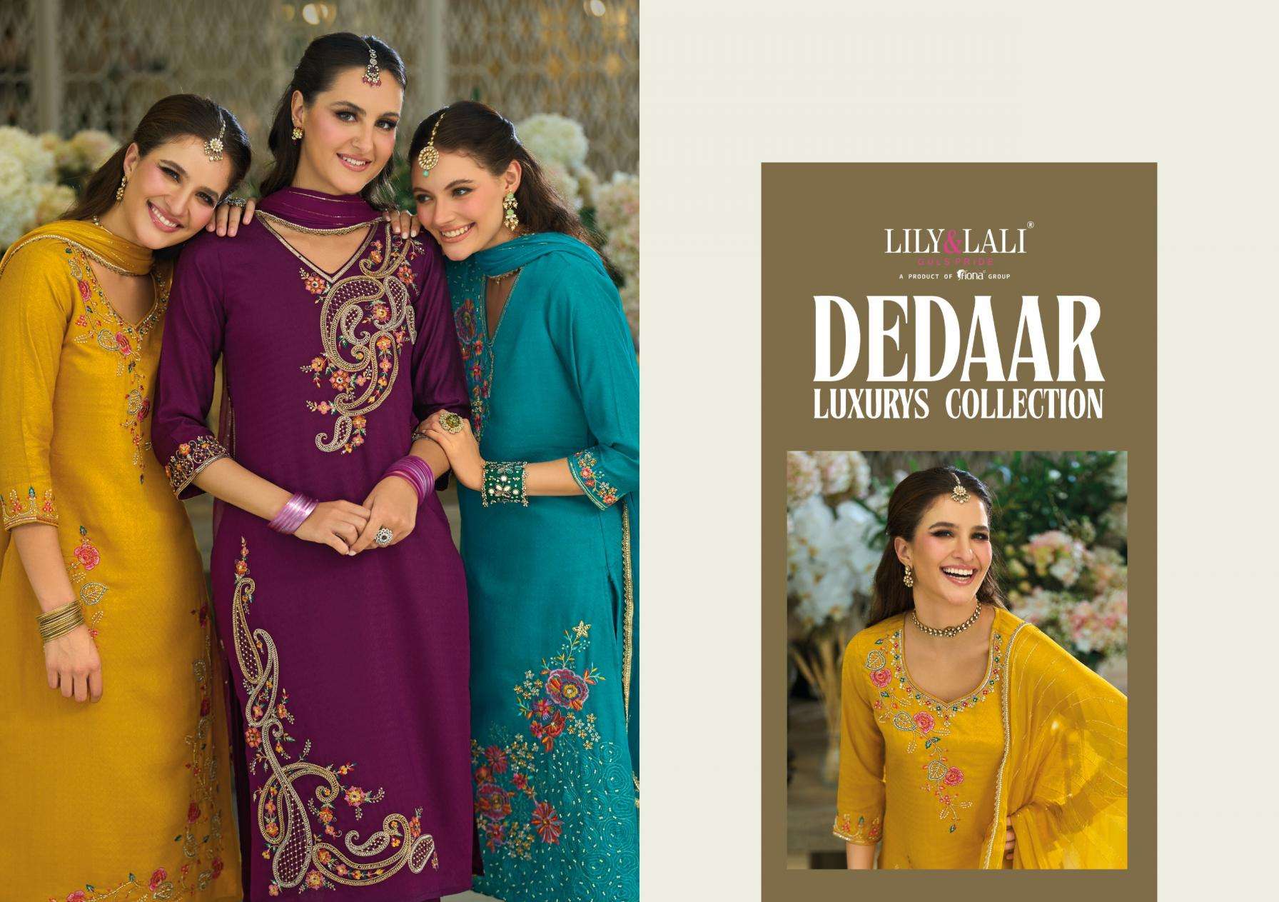 Lily & Lali Presents Dedaar Viscose Silk Premium Readymade 3pcs Dress Catalog Wholesaler And Exporter 