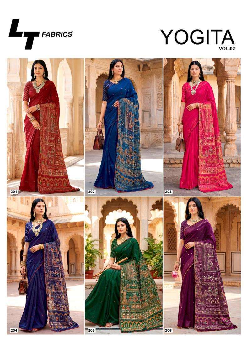 Lt Fashion Presents Yogita Vol-2 Fandy Satin Trendy Sarees Catalog Wholesaler And Exporter 