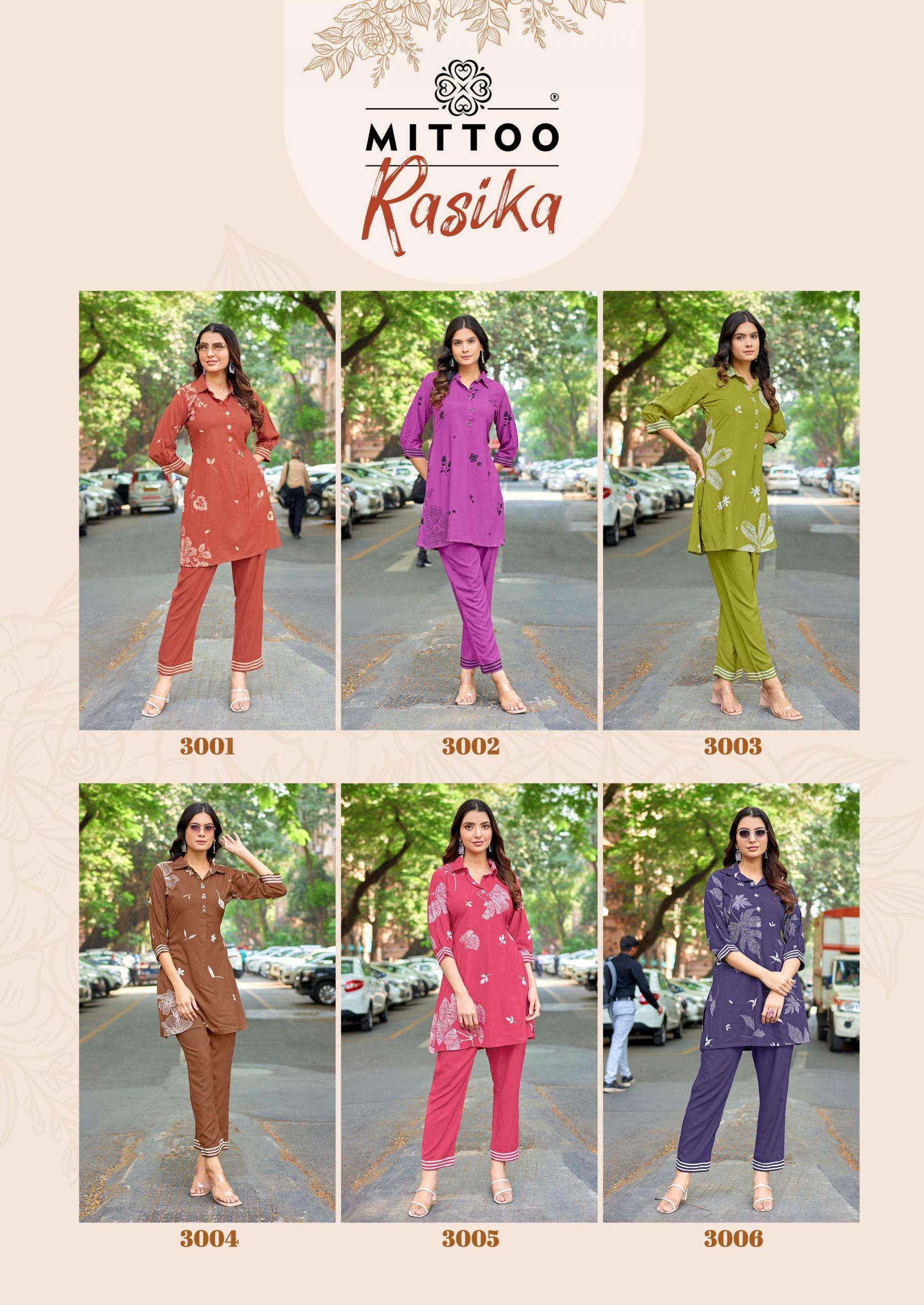Mittoo Presents Rasika Rayon Fully Stitch Fancy Co-Ord Catalog Wholesaler And Exporter 