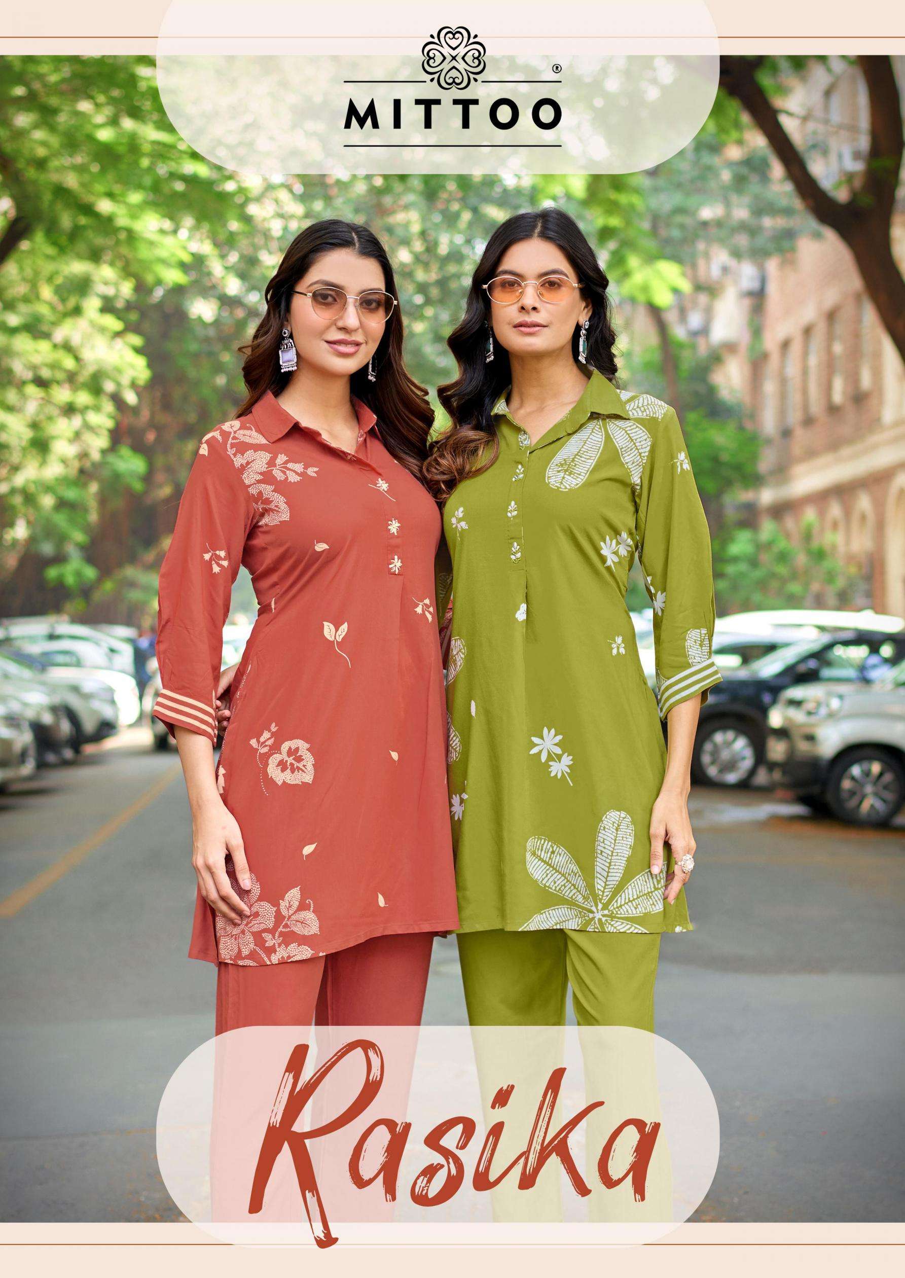 Mittoo Presents Rasika Rayon Fully Stitch Fancy Co-Ord Catalog Wholesaler And Exporter 