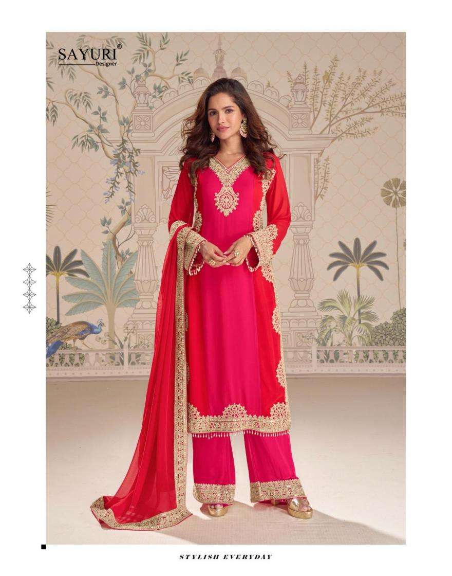 sayuri designer kumkum georgette readymade party wear 3pcs dress catalog wholesaler 