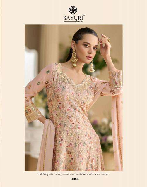 Sayuri Designer Presents Mohini Georgette Exclusive Design Fully Stitch Plazzo Suits Catalog Wholesaler And Exporter 