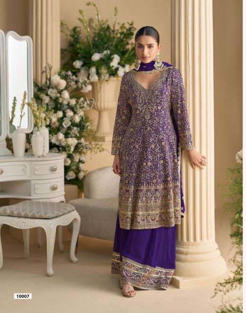 Sayuri Designer Presents Mohini Georgette Exclusive Design Fully Stitch Plazzo Suits Catalog Wholesaler And Exporter 