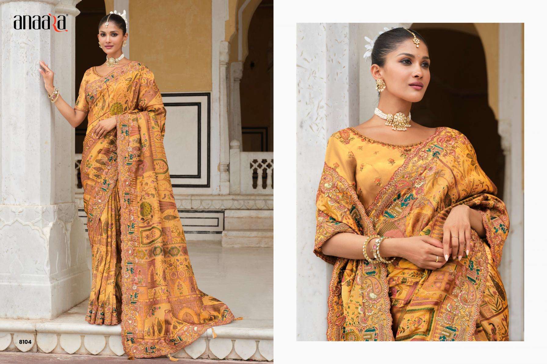 tathastu presents anaara 8101-8111 zari silk khatli work party wear sarees catalog wholesarler and exporters in surat 