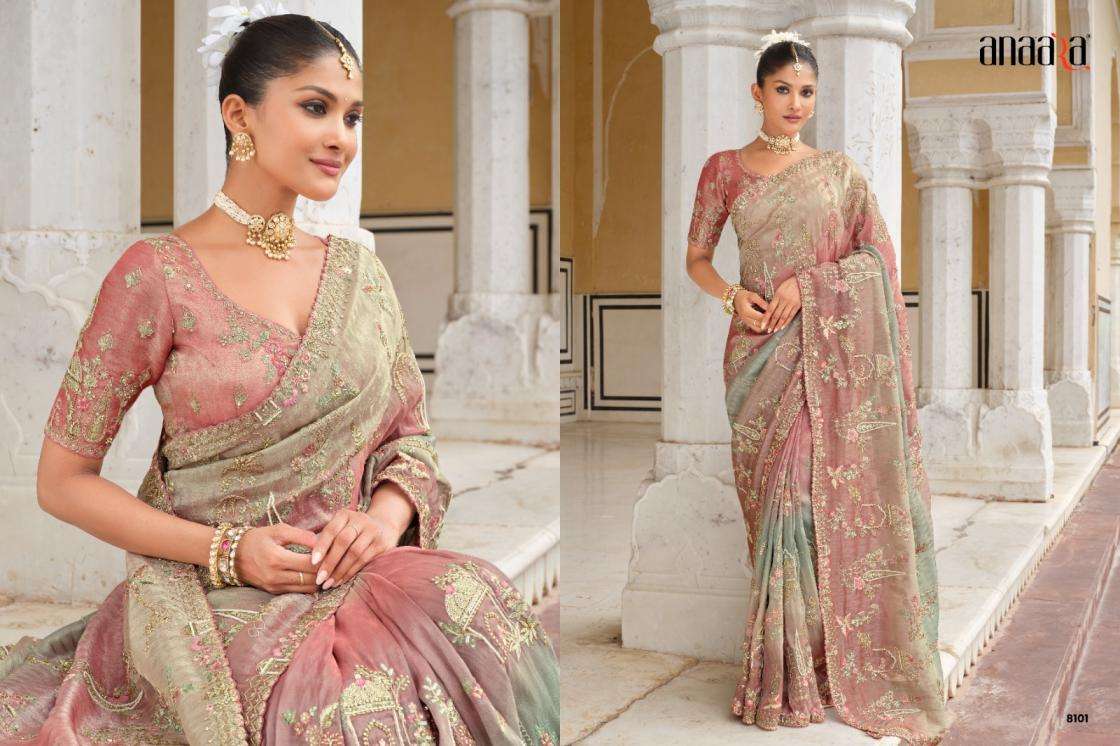 tathastu presents anaara 8101-8111 zari silk khatli work party wear sarees catalog wholesarler and exporters in surat 