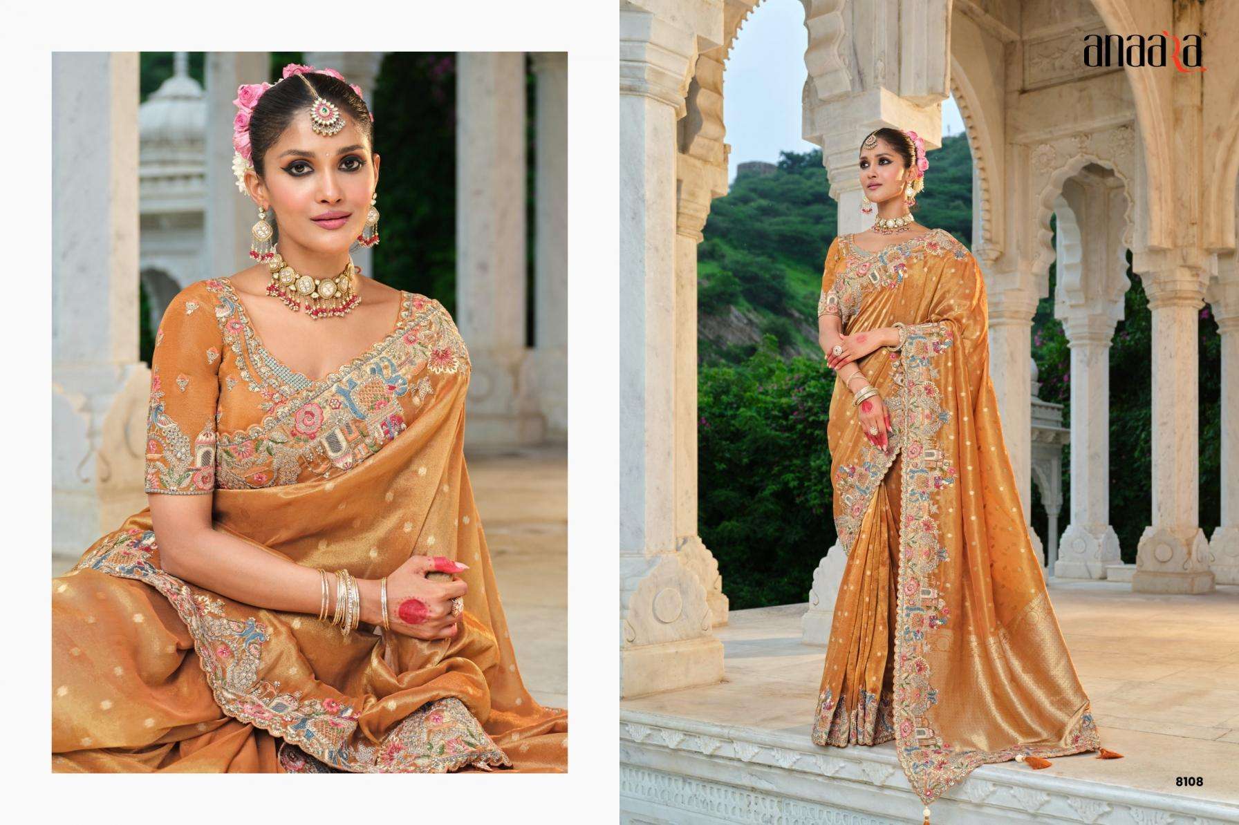 tathastu presents anaara 8101-8111 zari silk khatli work party wear sarees catalog wholesarler and exporters in surat 