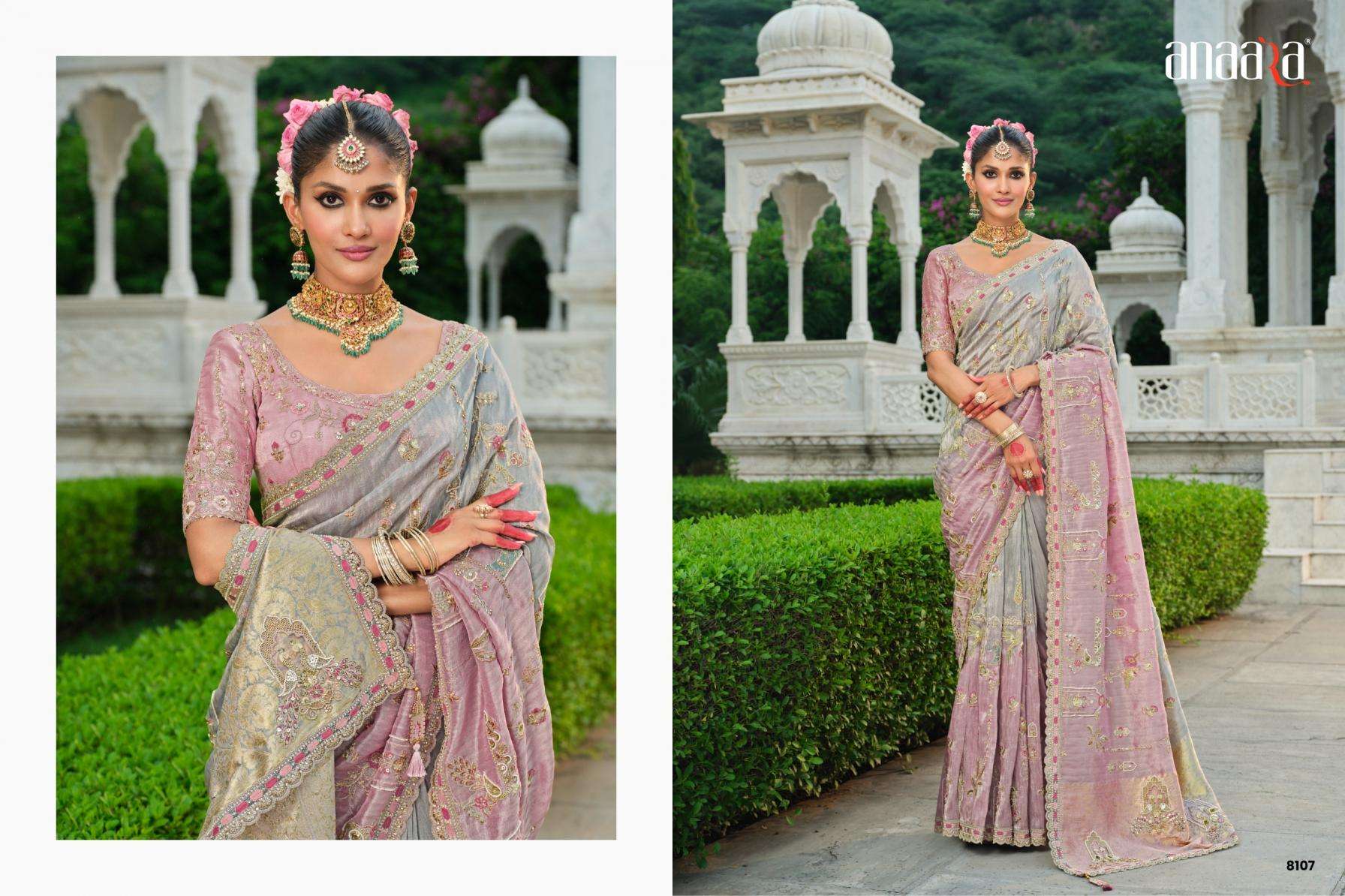 tathastu presents anaara 8101-8111 zari silk khatli work party wear sarees catalog wholesarler and exporters in surat 