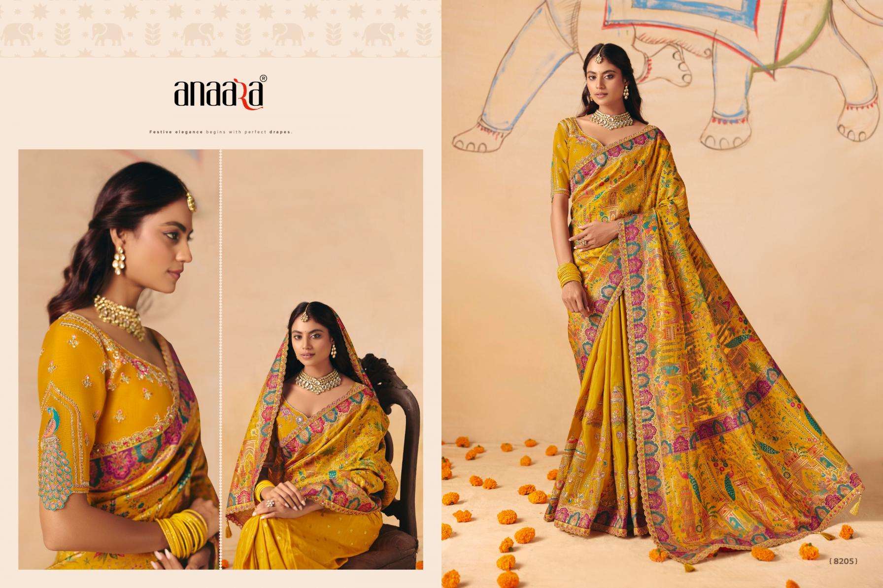 tathastu presents anaara 8201-8212 dola zari silk traditional bridan wear sarees catalog wholesaler and exporters