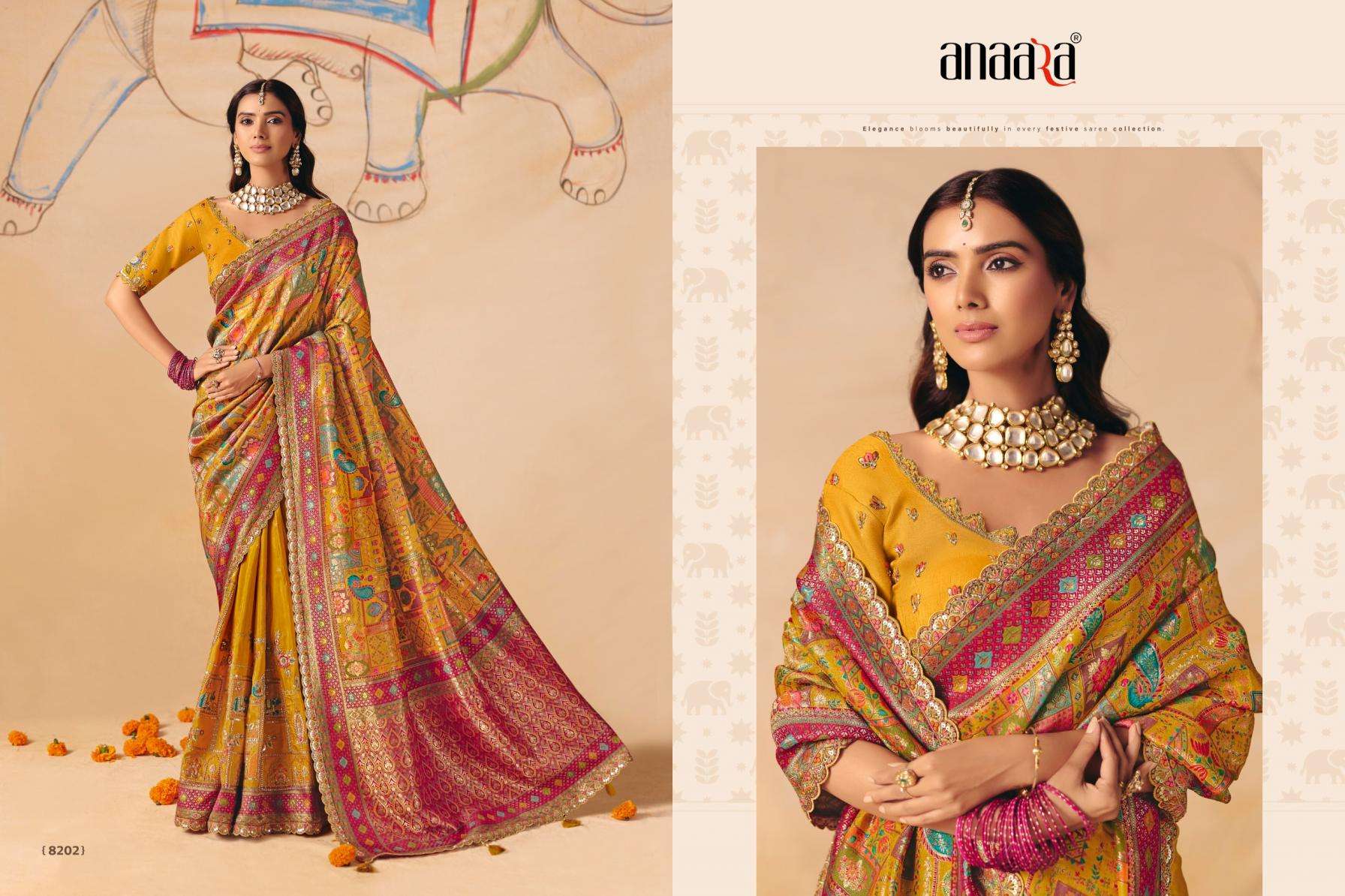 tathastu presents anaara 8201-8212 dola zari silk traditional bridan wear sarees catalog wholesaler and exporters