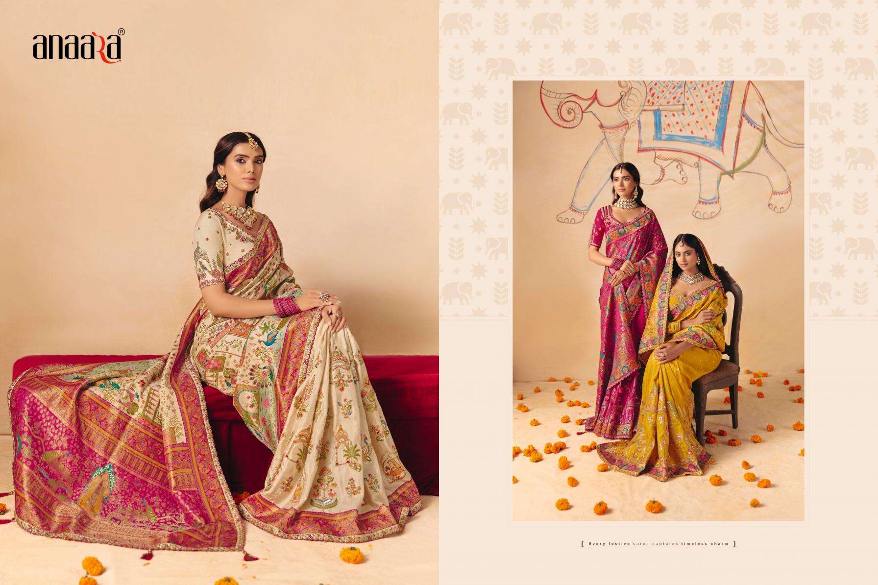 tathastu presents anaara 8201-8212 dola zari silk traditional bridan wear sarees catalog wholesaler and exporters