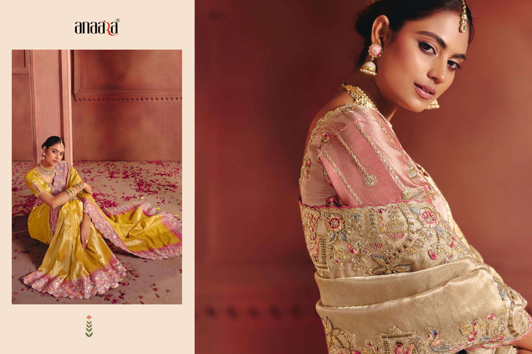 tathastu presents anaara 8301-8312 zari silk attractive look wedding wear sarees catalog wholesaler and exporter in surat