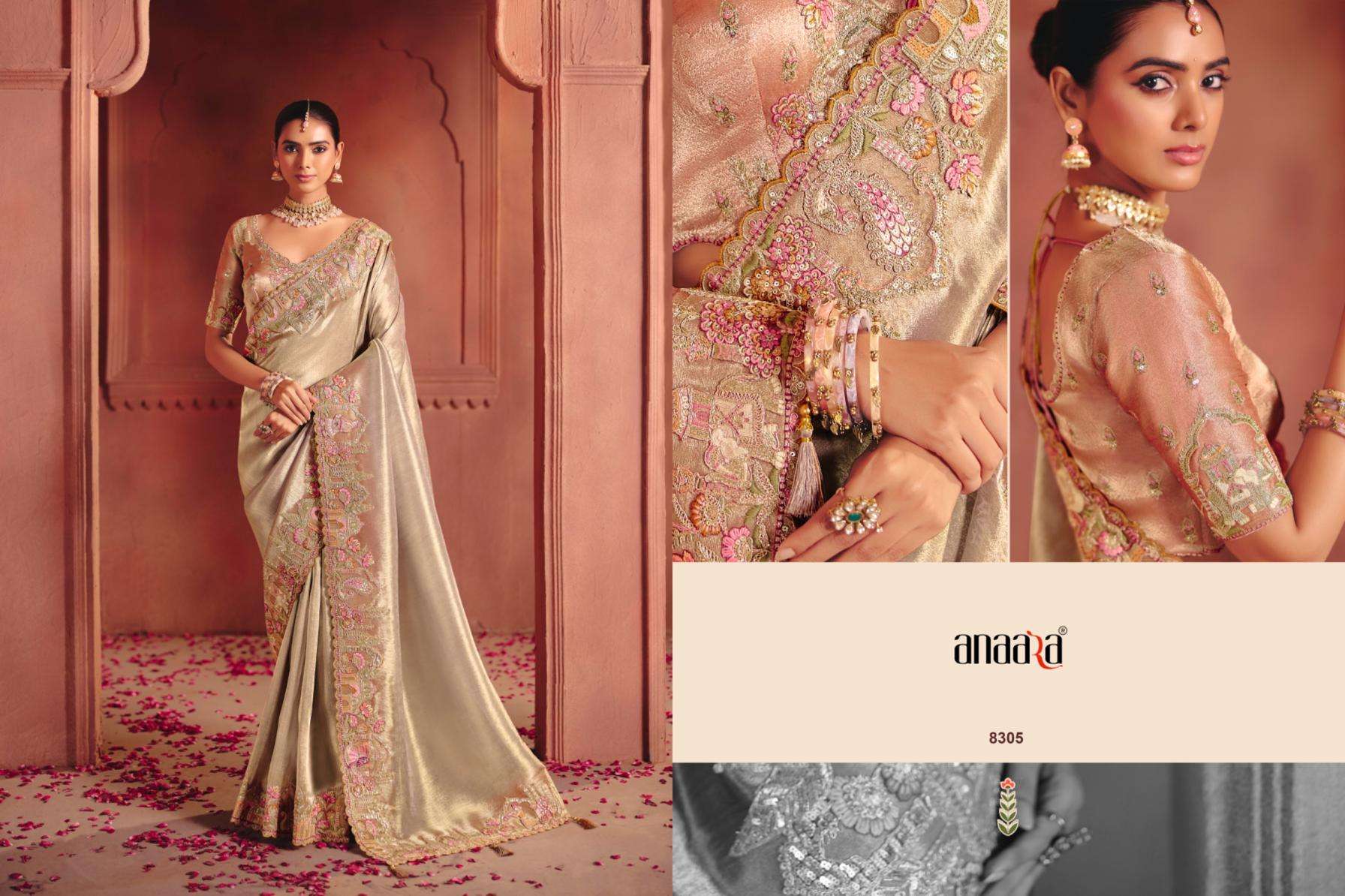 tathastu presents anaara 8301-8312 zari silk attractive look wedding wear sarees catalog wholesaler and exporter in surat