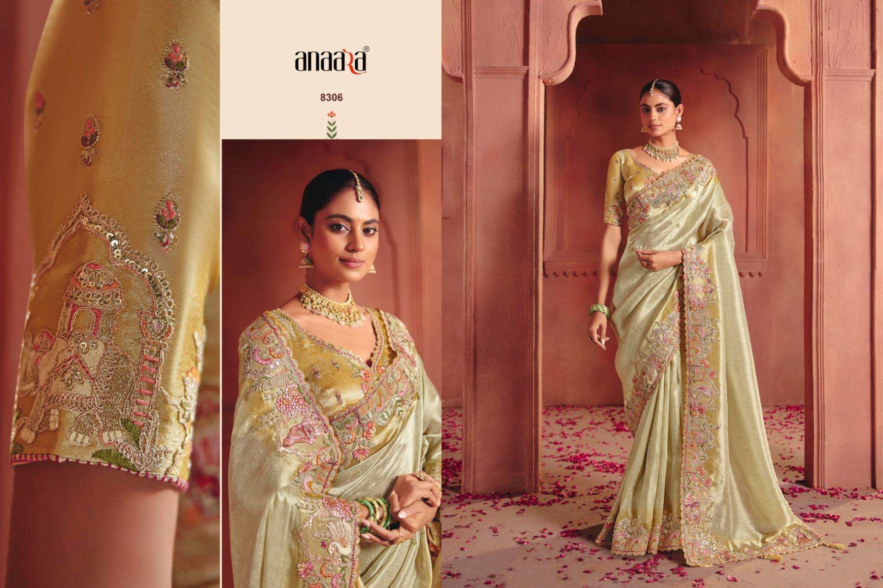 tathastu presents anaara 8301-8312 zari silk attractive look wedding wear sarees catalog wholesaler and exporter in surat