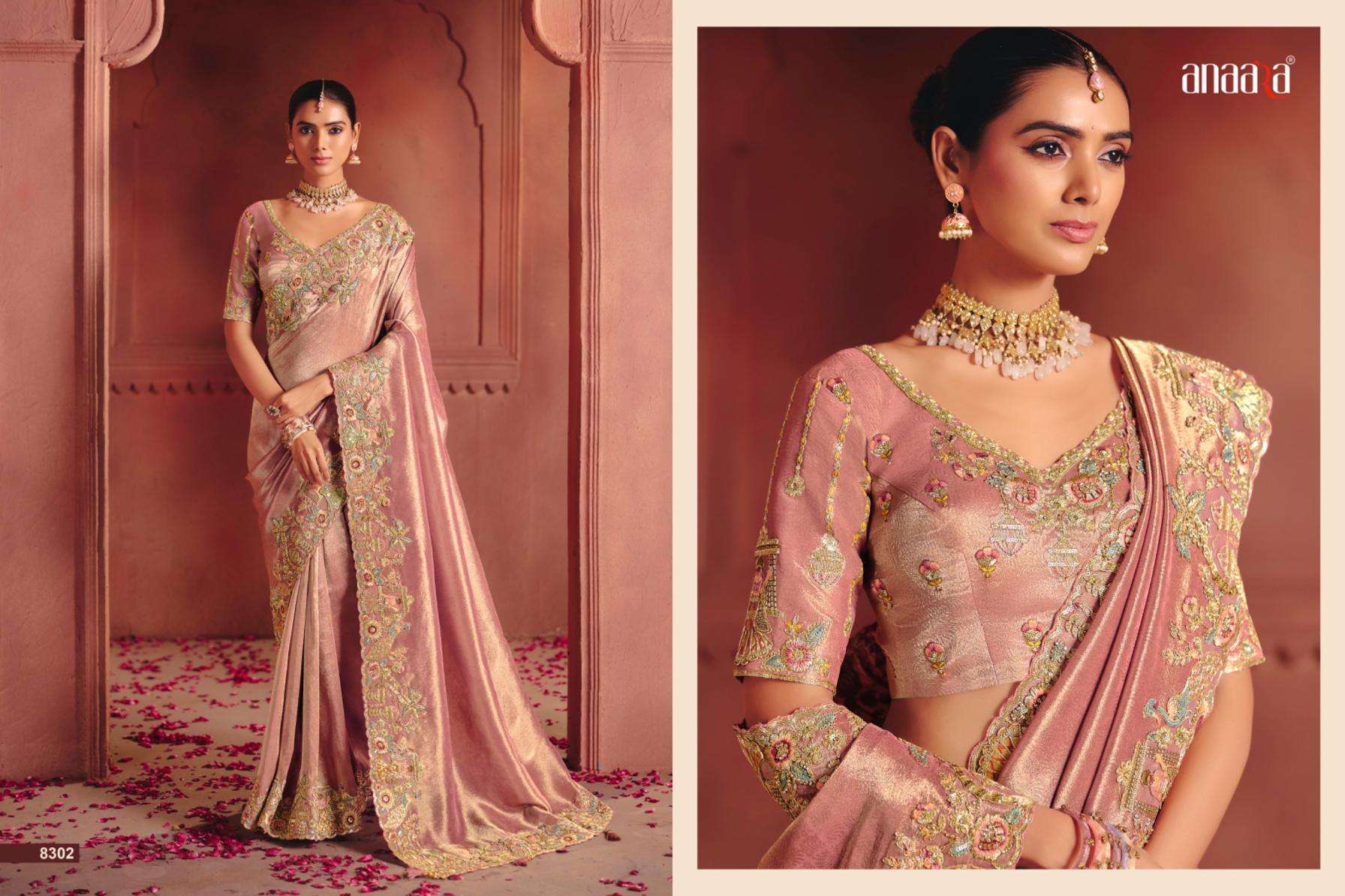 tathastu presents anaara 8301-8312 zari silk attractive look wedding wear sarees catalog wholesaler and exporter in surat