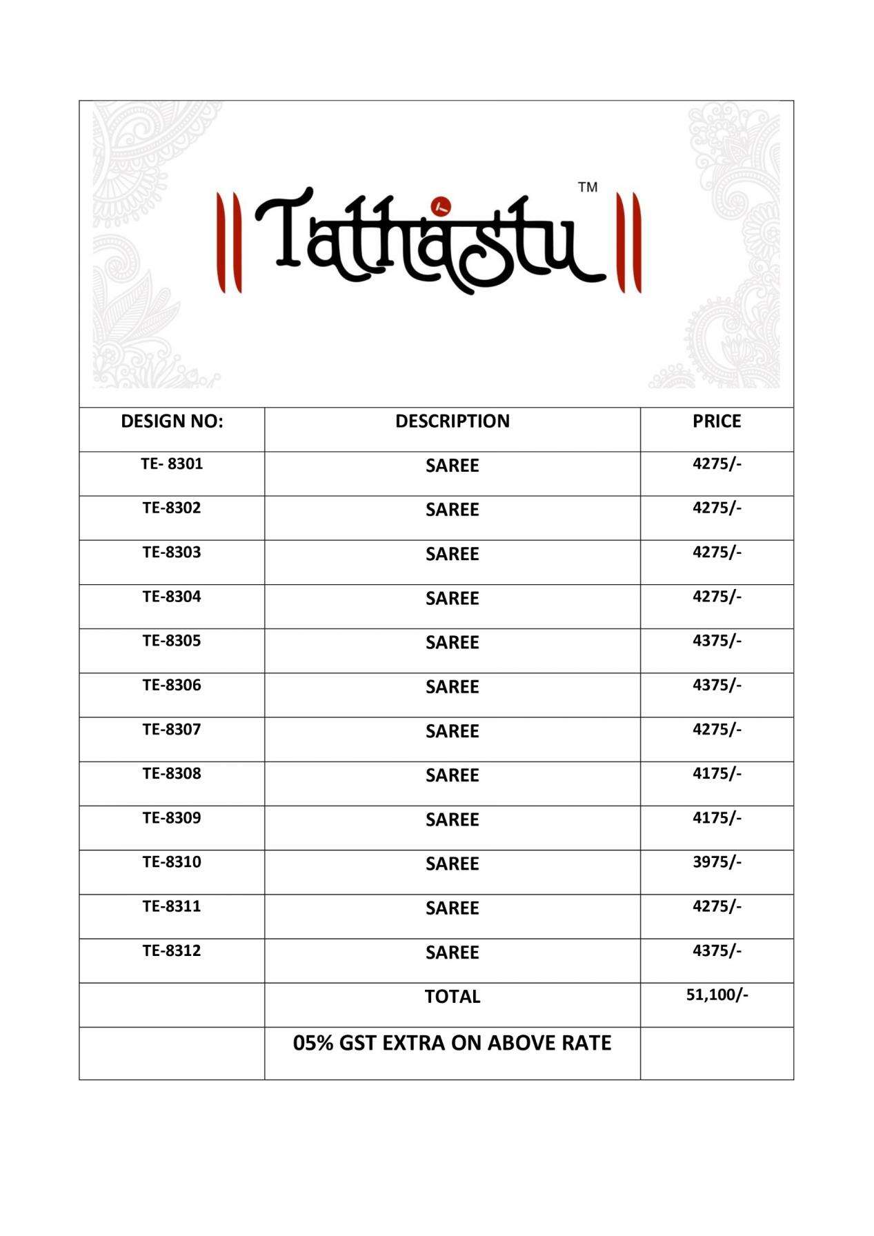 tathastu presents anaara 8301-8312 zari silk attractive look wedding wear sarees catalog wholesaler and exporter in surat