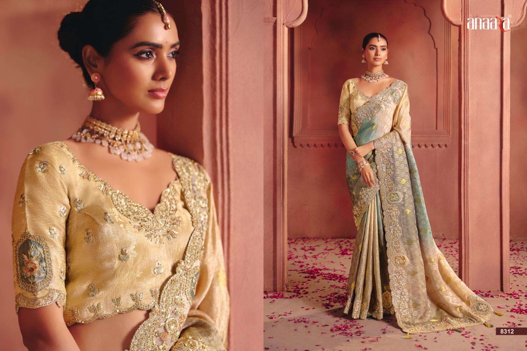 tathastu presents anaara 8301-8312 zari silk attractive look wedding wear sarees catalog wholesaler and exporter in surat