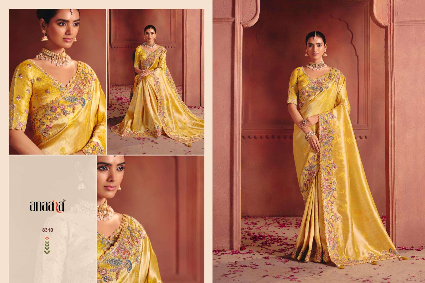 tathastu presents anaara 8301-8312 zari silk attractive look wedding wear sarees catalog wholesaler and exporter in surat