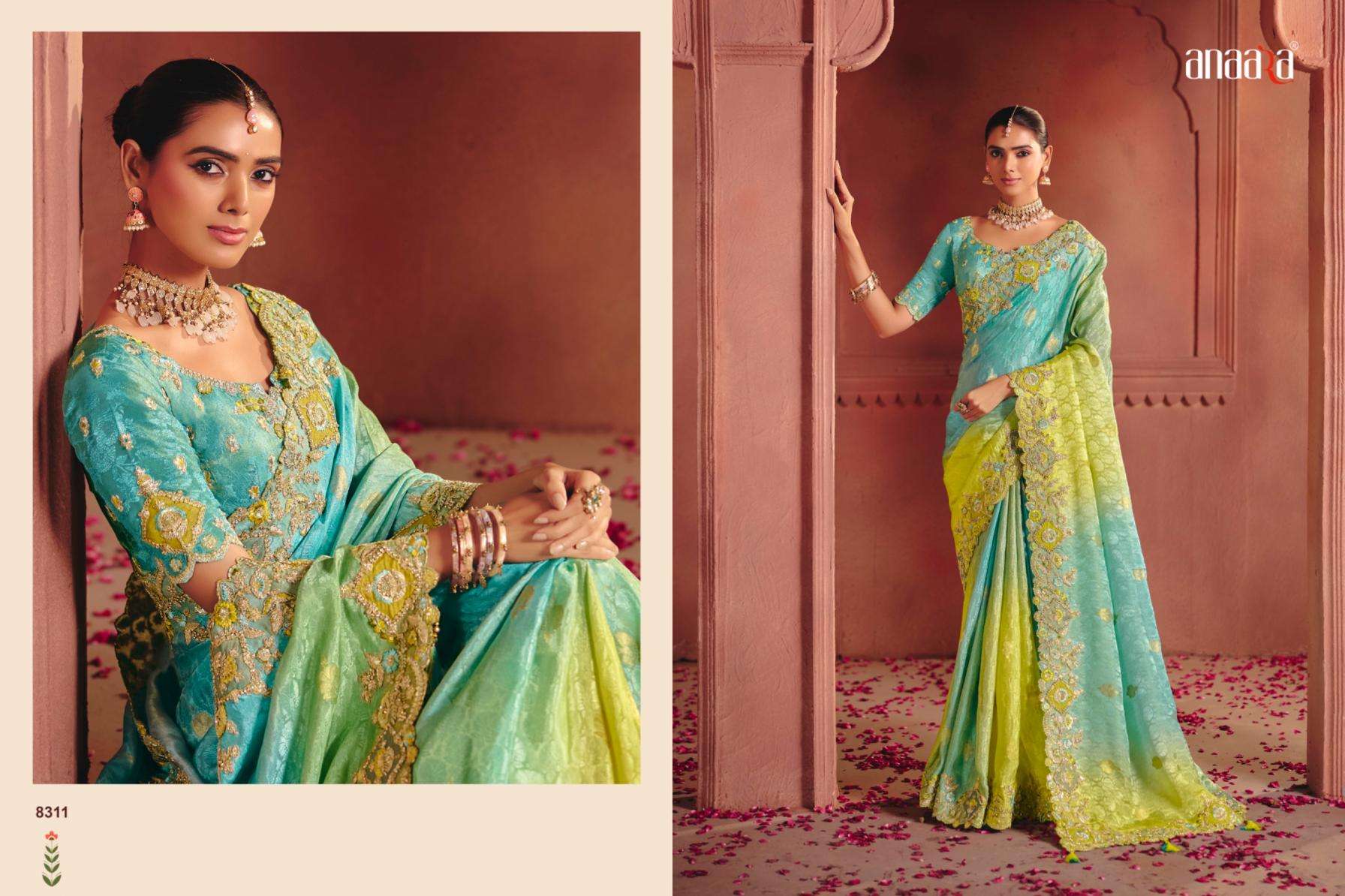 tathastu presents anaara 8301-8312 zari silk attractive look wedding wear sarees catalog wholesaler and exporter in surat