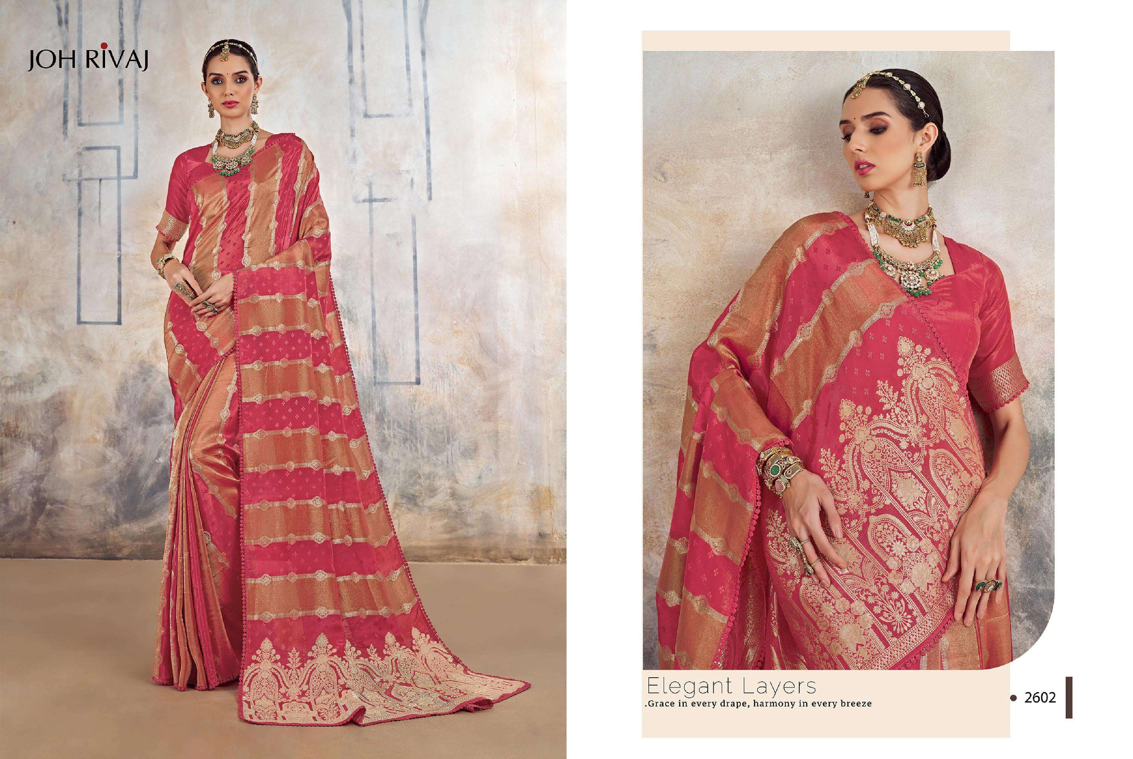JOH RIVAAJ PRESENTS JASPREET 2601 TO 2609 SERIES BOLLYWOOD DESINGER PARTYWEAR SAREES CATALOG WHOLESAELR AND EXPORETER IN SURAT
