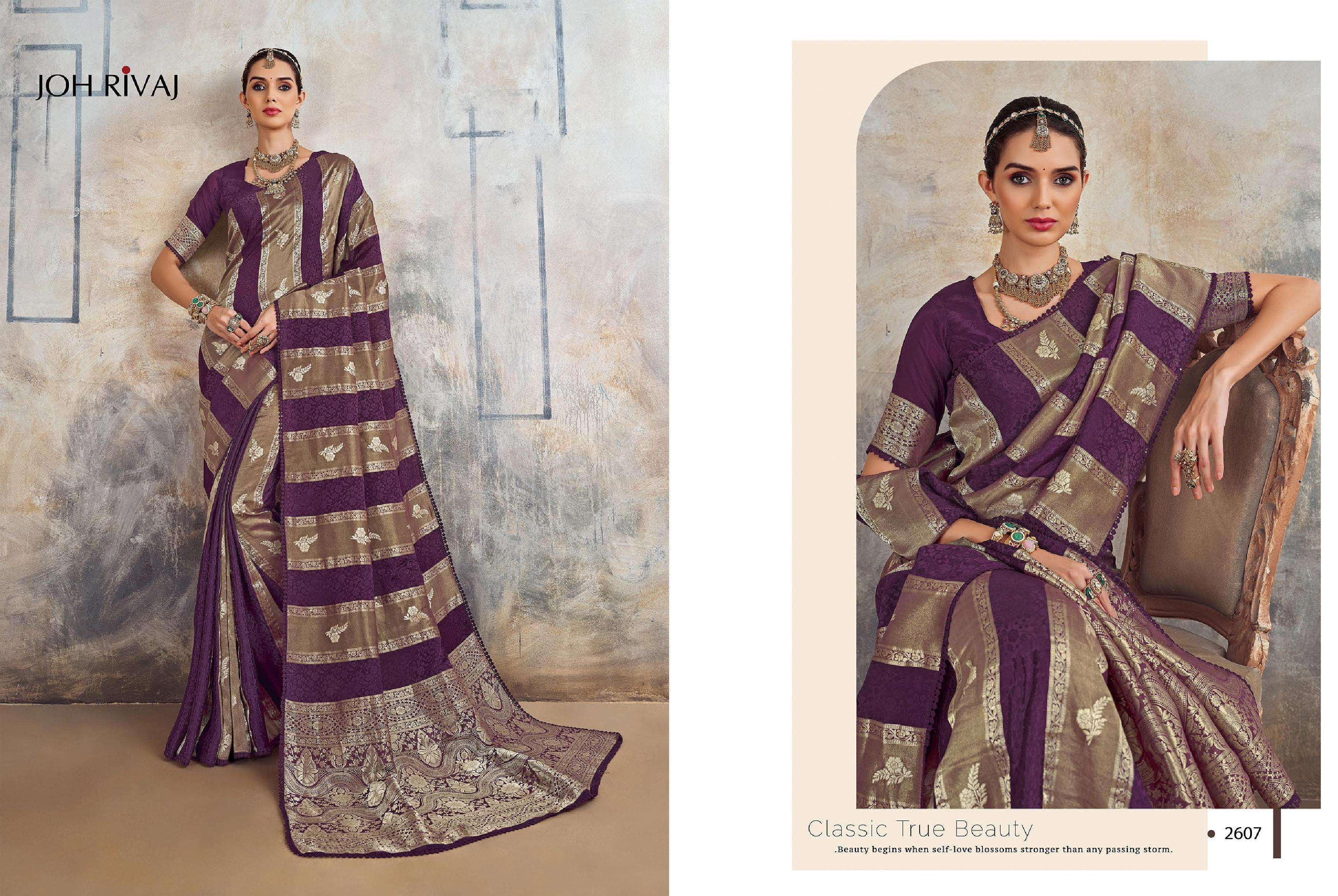 JOH RIVAAJ PRESENTS JASPREET 2601 TO 2609 SERIES BOLLYWOOD DESINGER PARTYWEAR SAREES CATALOG WHOLESAELR AND EXPORETER IN SURAT