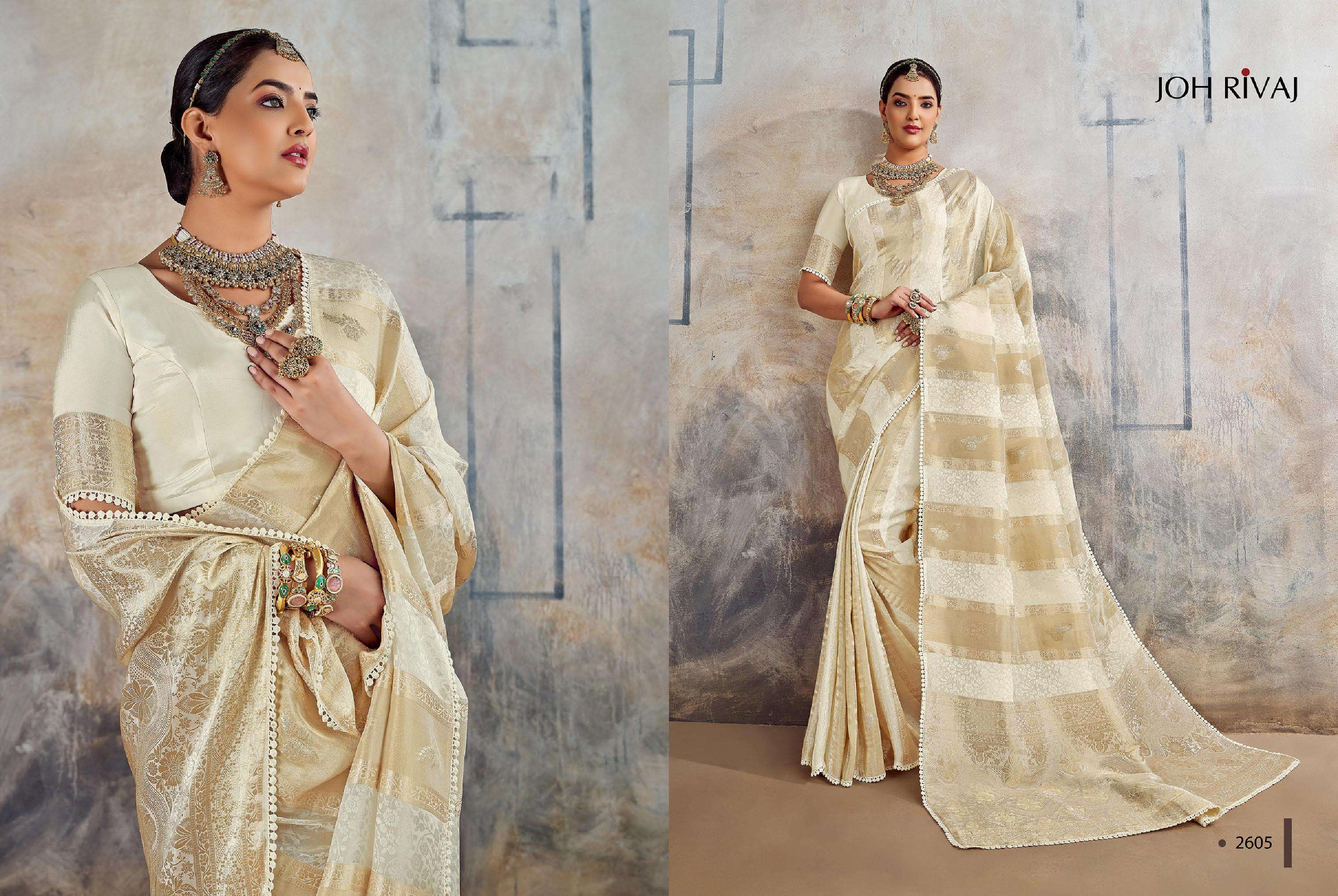 JOH RIVAAJ PRESENTS JASPREET 2601 TO 2609 SERIES BOLLYWOOD DESINGER PARTYWEAR SAREES CATALOG WHOLESAELR AND EXPORETER IN SURAT