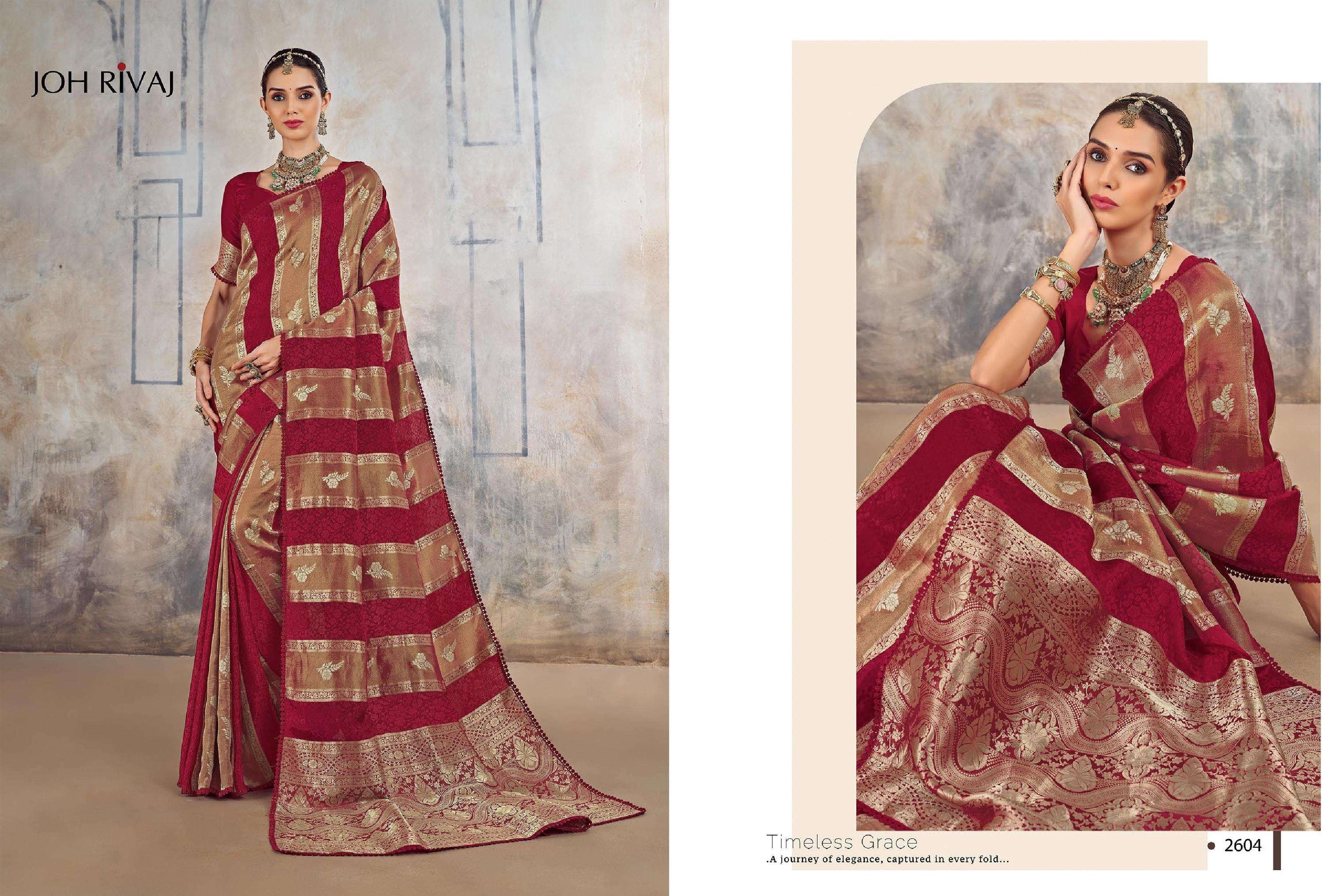 JOH RIVAAJ PRESENTS JASPREET 2601 TO 2609 SERIES BOLLYWOOD DESINGER PARTYWEAR SAREES CATALOG WHOLESAELR AND EXPORETER IN SURAT