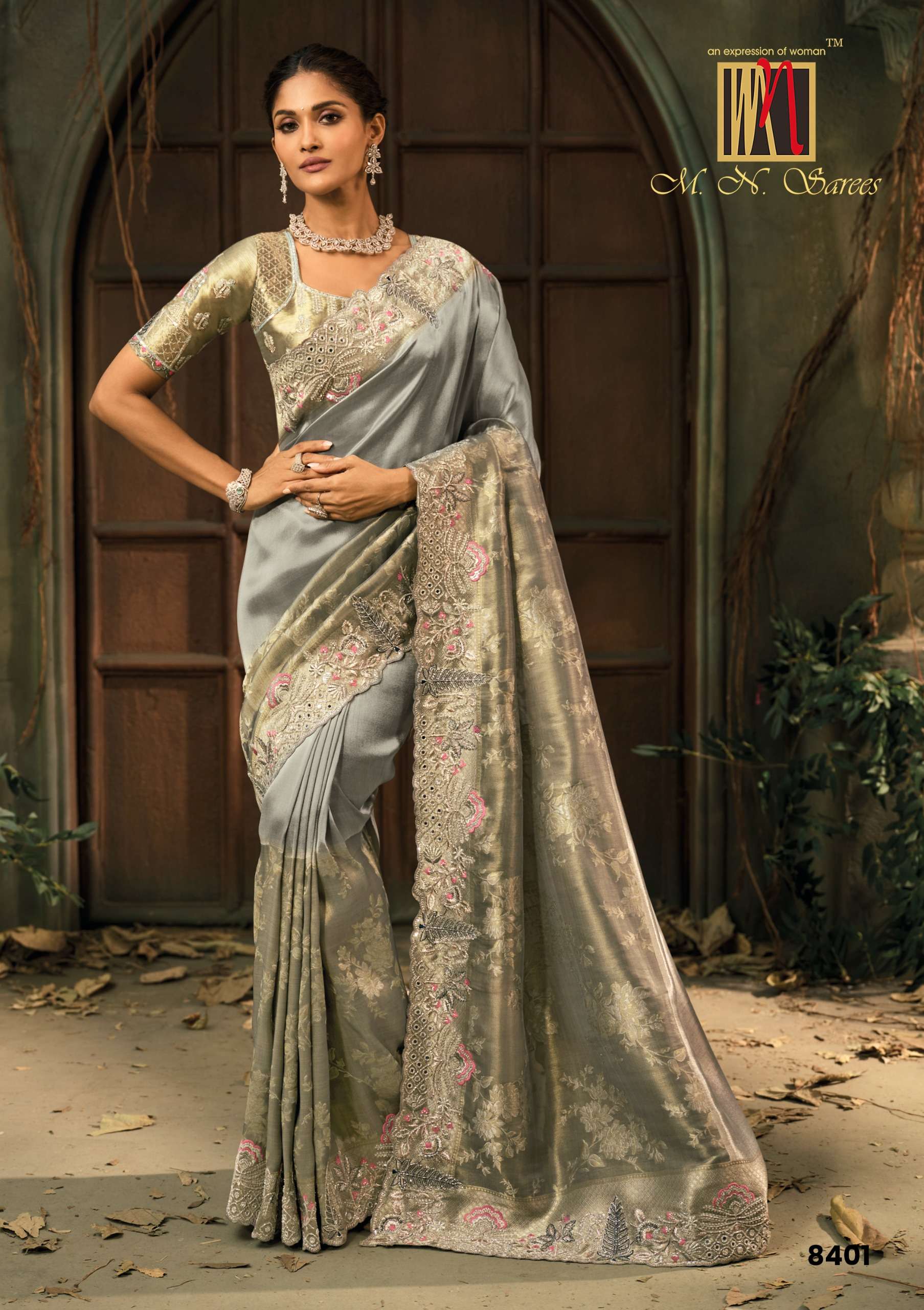 MN PRESENTS SHAHI POSHAK-07 8400 SERIES HEAVY DESIGNER WEEDING WEAR BRIDAL SAREES CATALOG WHOLESALER AND EXPORTERS