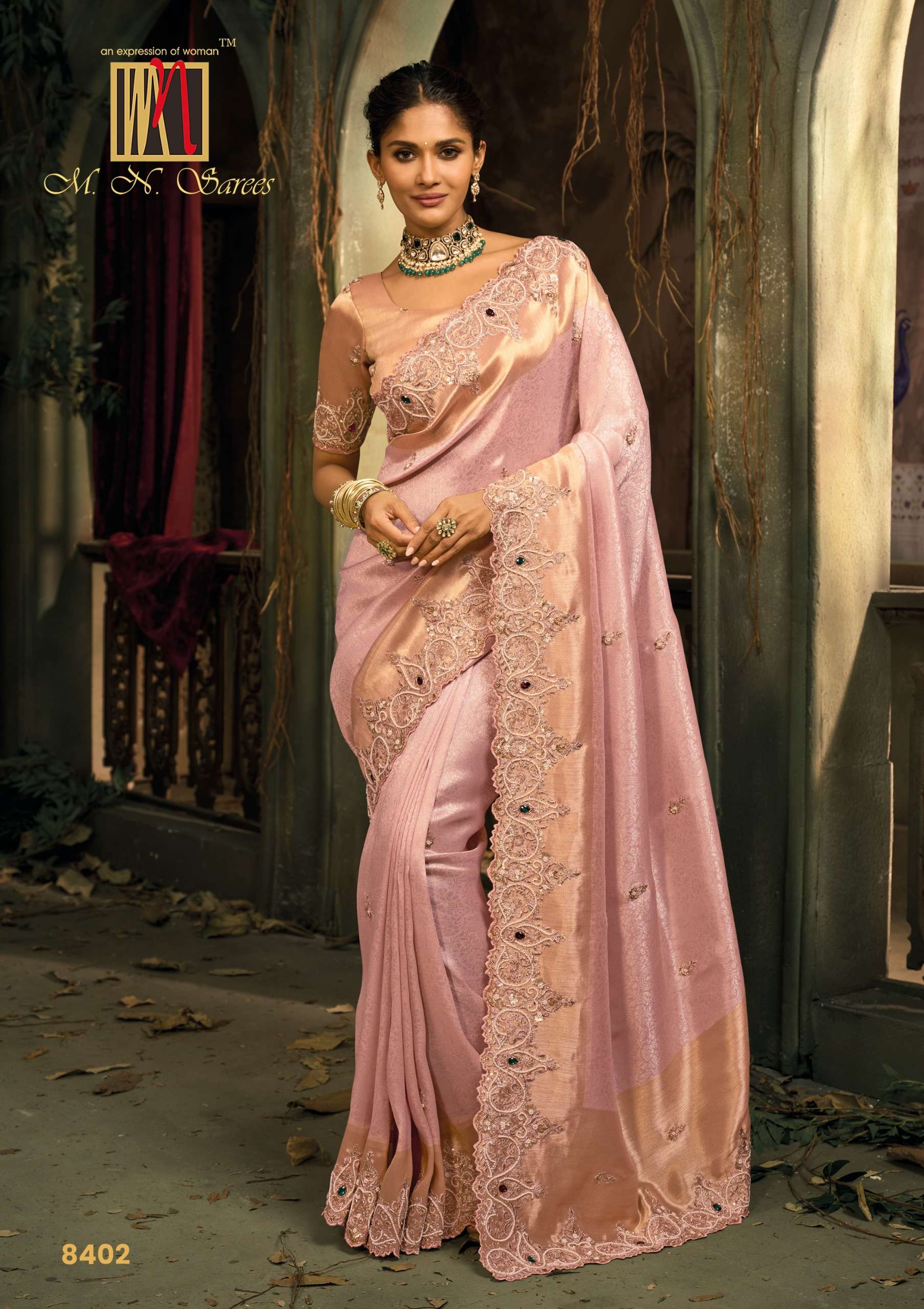 MN PRESENTS SHAHI POSHAK-07 8400 SERIES HEAVY DESIGNER WEEDING WEAR BRIDAL SAREES CATALOG WHOLESALER AND EXPORTERS