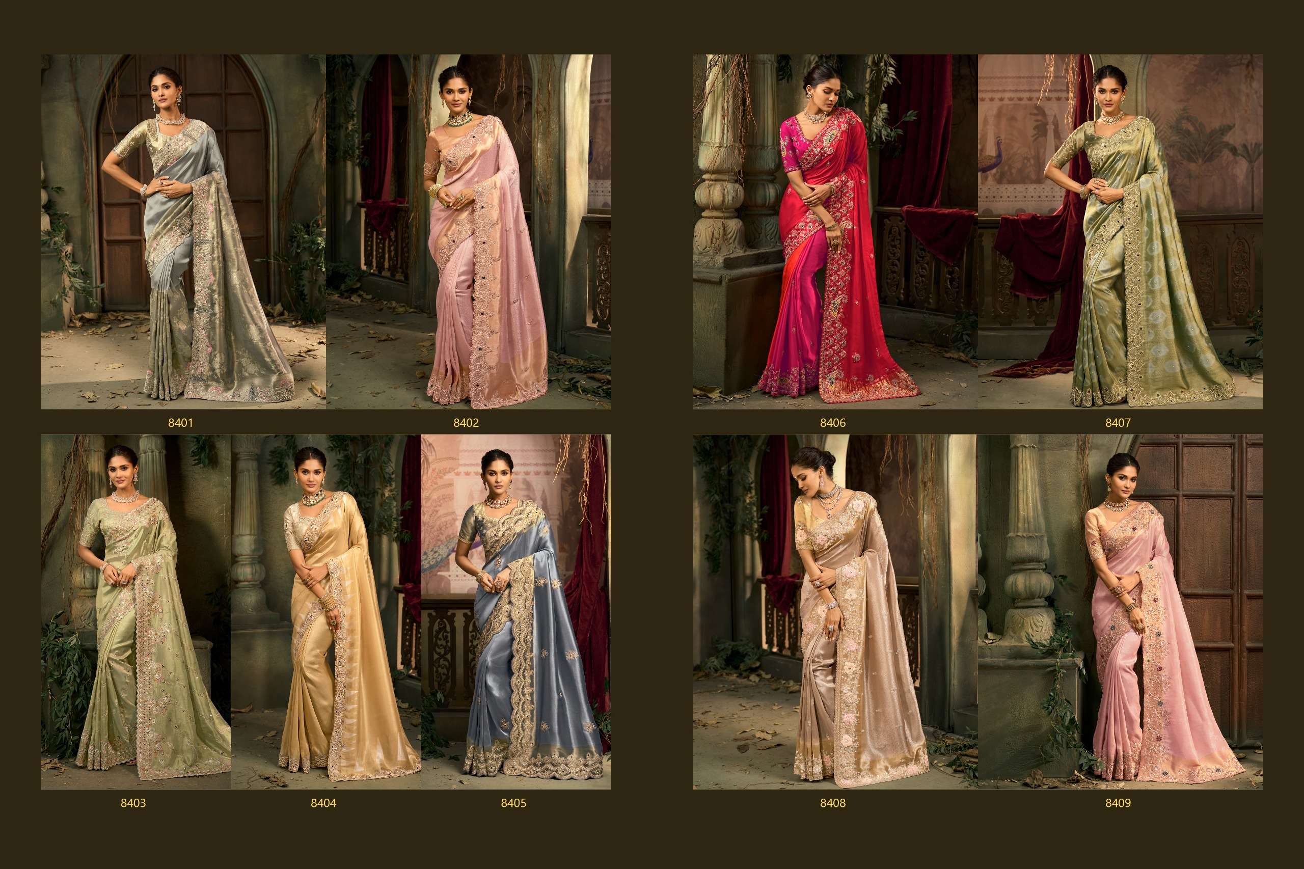 MN PRESENTS SHAHI POSHAK-07 8400 SERIES HEAVY DESIGNER WEEDING WEAR BRIDAL SAREES CATALOG WHOLESALER AND EXPORTERS