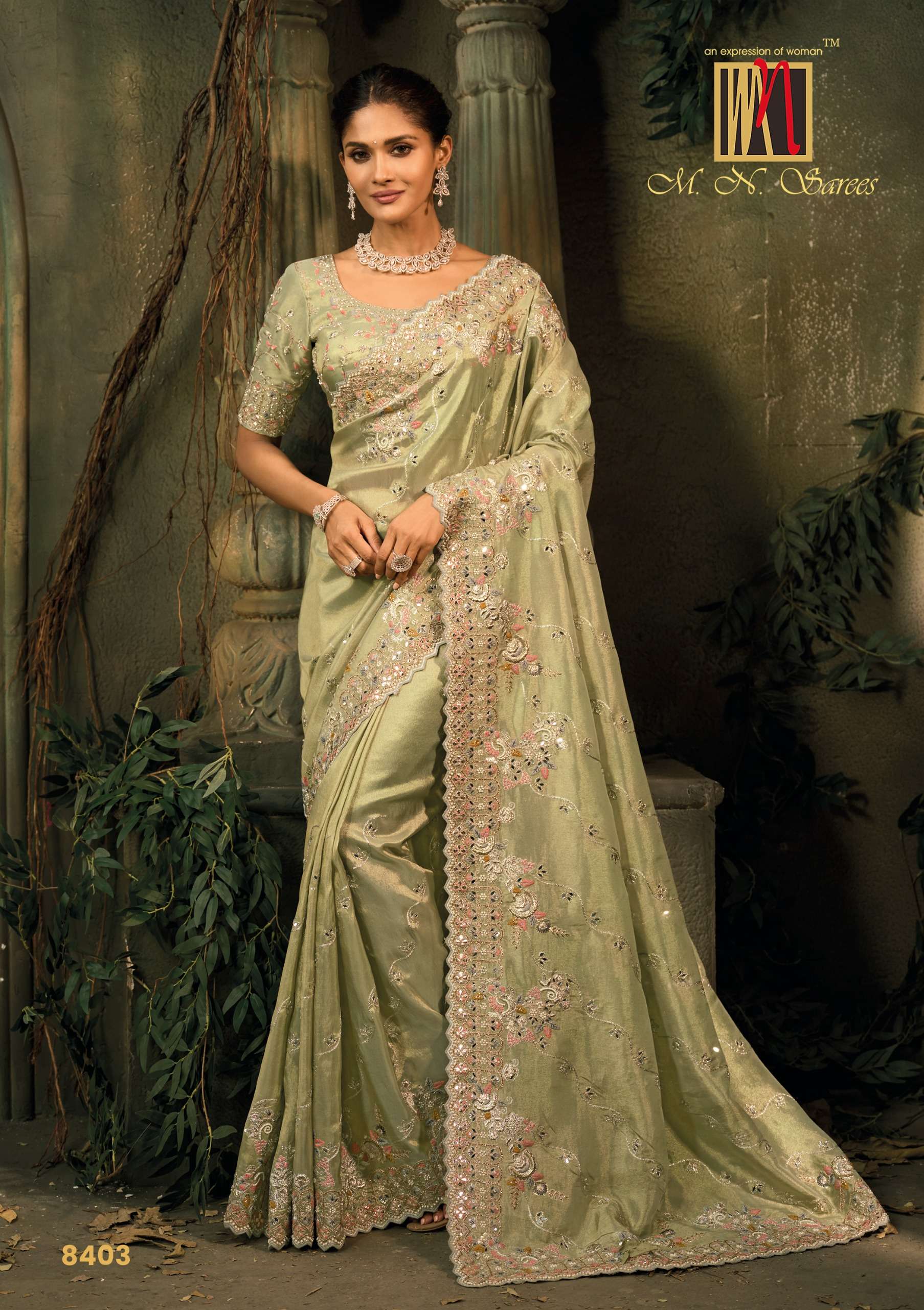 MN PRESENTS SHAHI POSHAK-07 8400 SERIES HEAVY DESIGNER WEEDING WEAR BRIDAL SAREES CATALOG WHOLESALER AND EXPORTERS