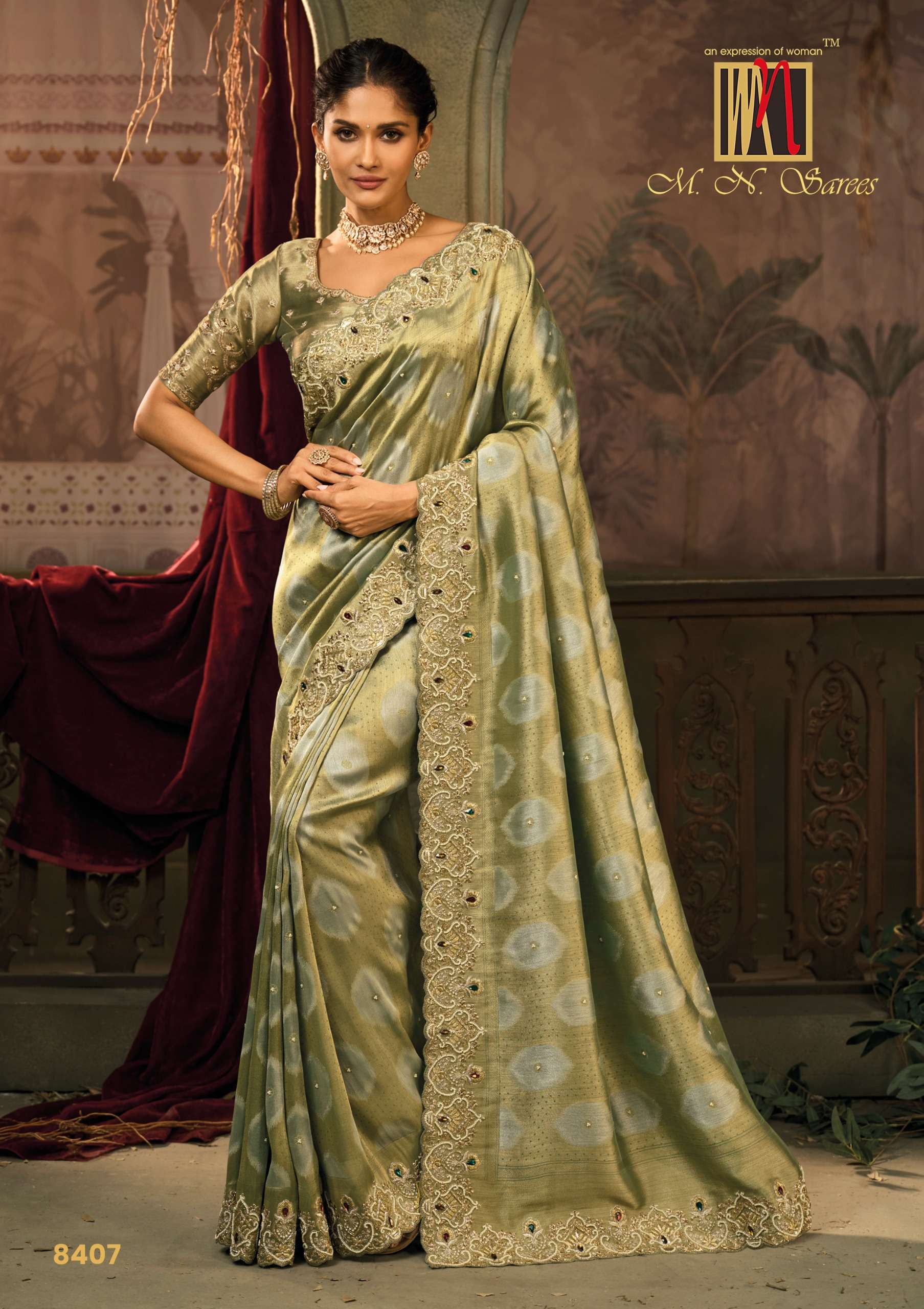 MN PRESENTS SHAHI POSHAK-07 8400 SERIES HEAVY DESIGNER WEEDING WEAR BRIDAL SAREES CATALOG WHOLESALER AND EXPORTERS