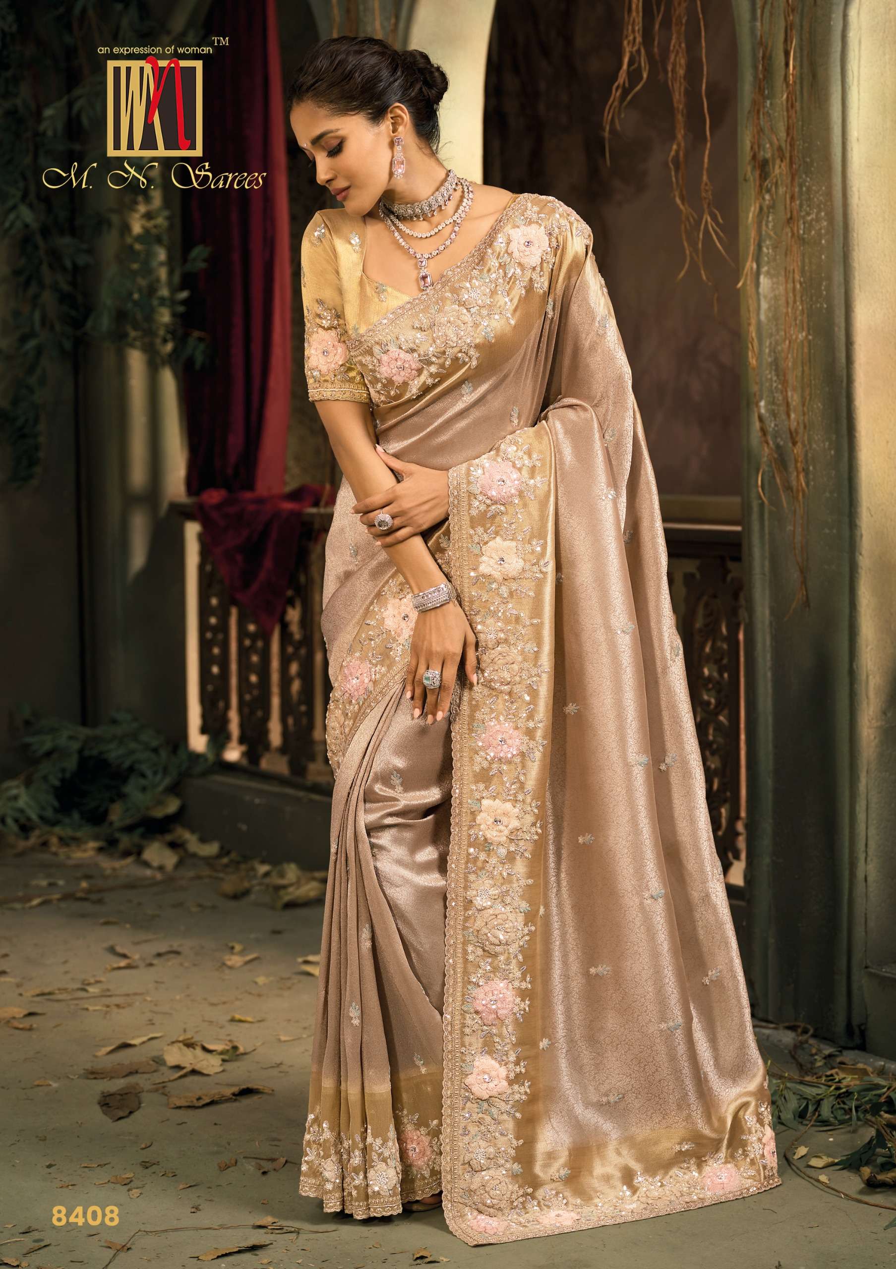 MN PRESENTS SHAHI POSHAK-07 8400 SERIES HEAVY DESIGNER WEEDING WEAR BRIDAL SAREES CATALOG WHOLESALER AND EXPORTERS