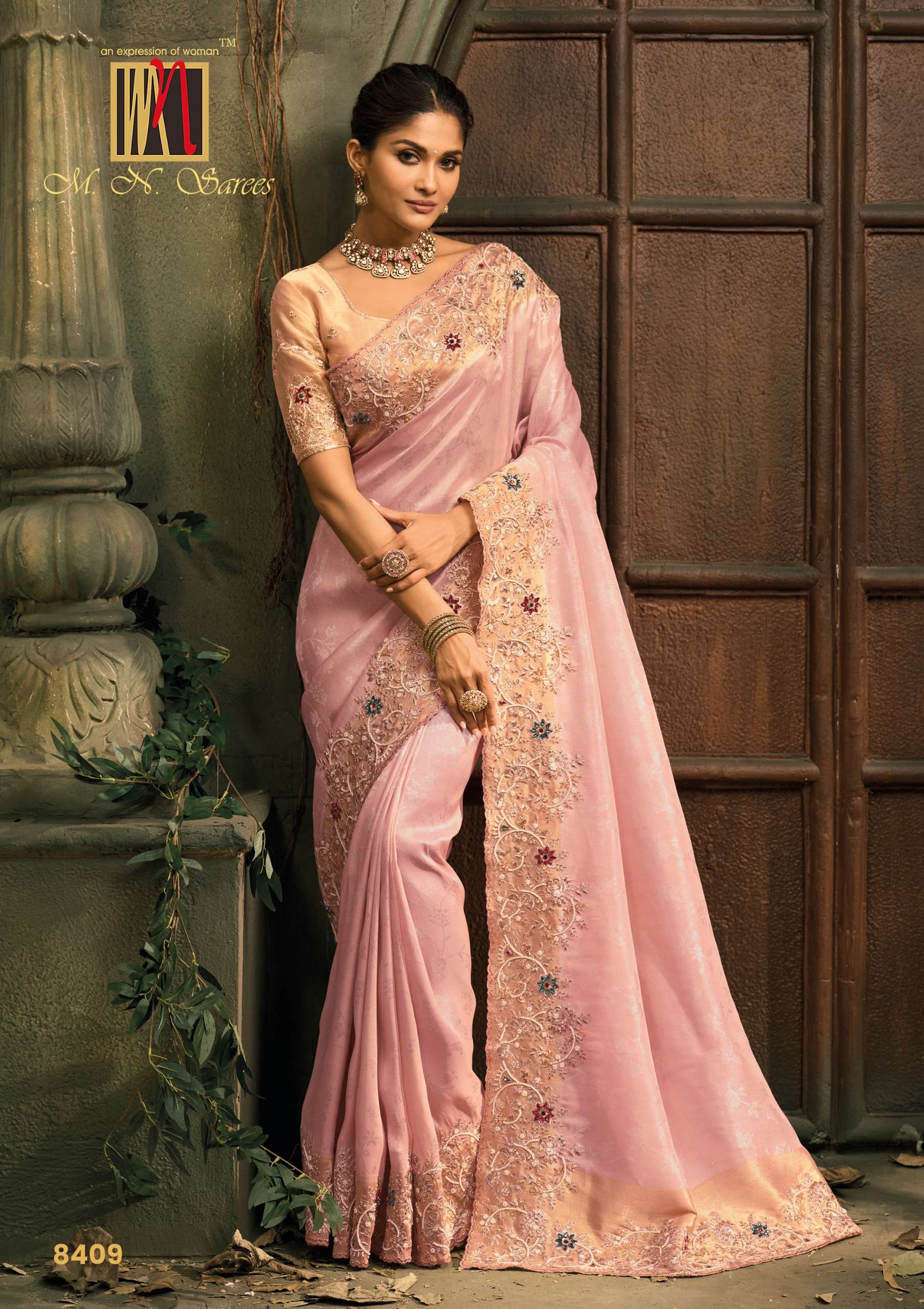 MN PRESENTS SHAHI POSHAK-07 8400 SERIES HEAVY DESIGNER WEEDING WEAR BRIDAL SAREES CATALOG WHOLESALER AND EXPORTERS
